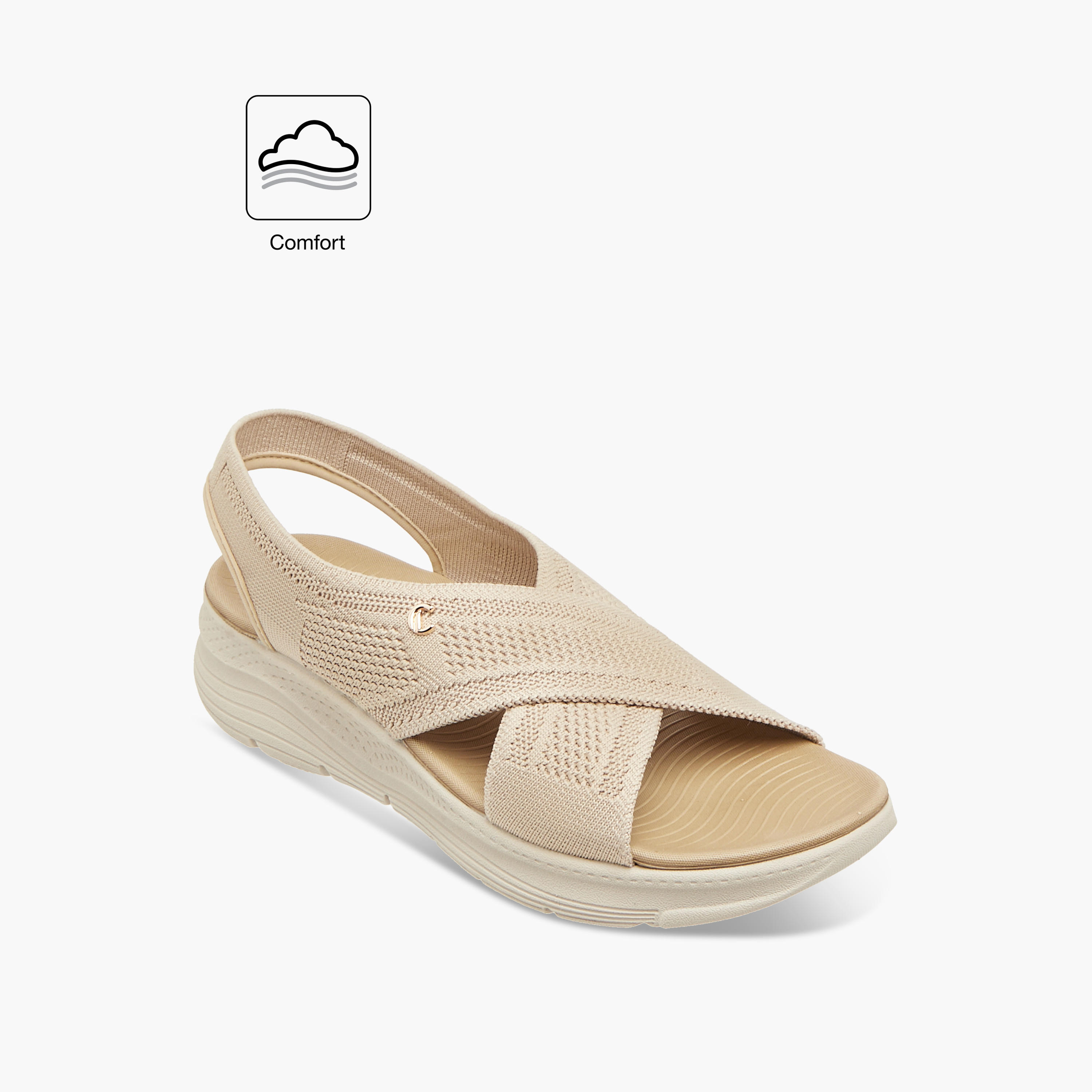 Le Confort Flyknit Textured Cross Strap Comfort Sandals with Backstrap-women-shoes-flats-sandals-image-2