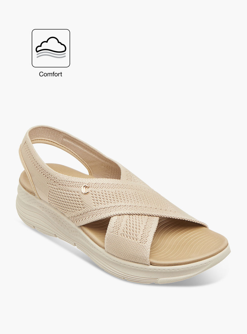 Le Confort Flyknit Textured Cross Strap Comfort Sandals with Backstrap-women-shoes-flats-sandals-image-2