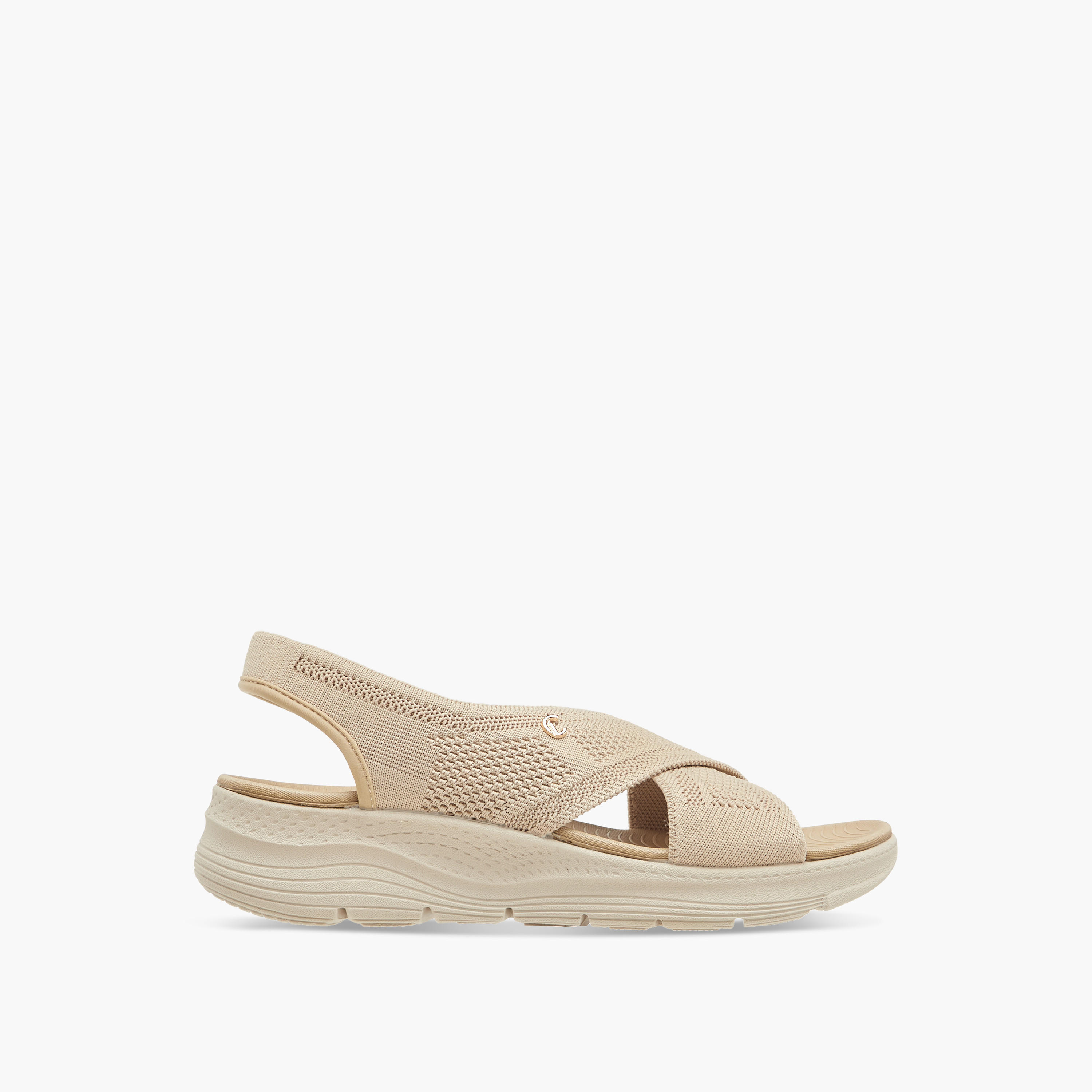 Le Confort Flyknit Textured Cross Strap Comfort Sandals with Backstrap-women-shoes-flats-sandals-image-3