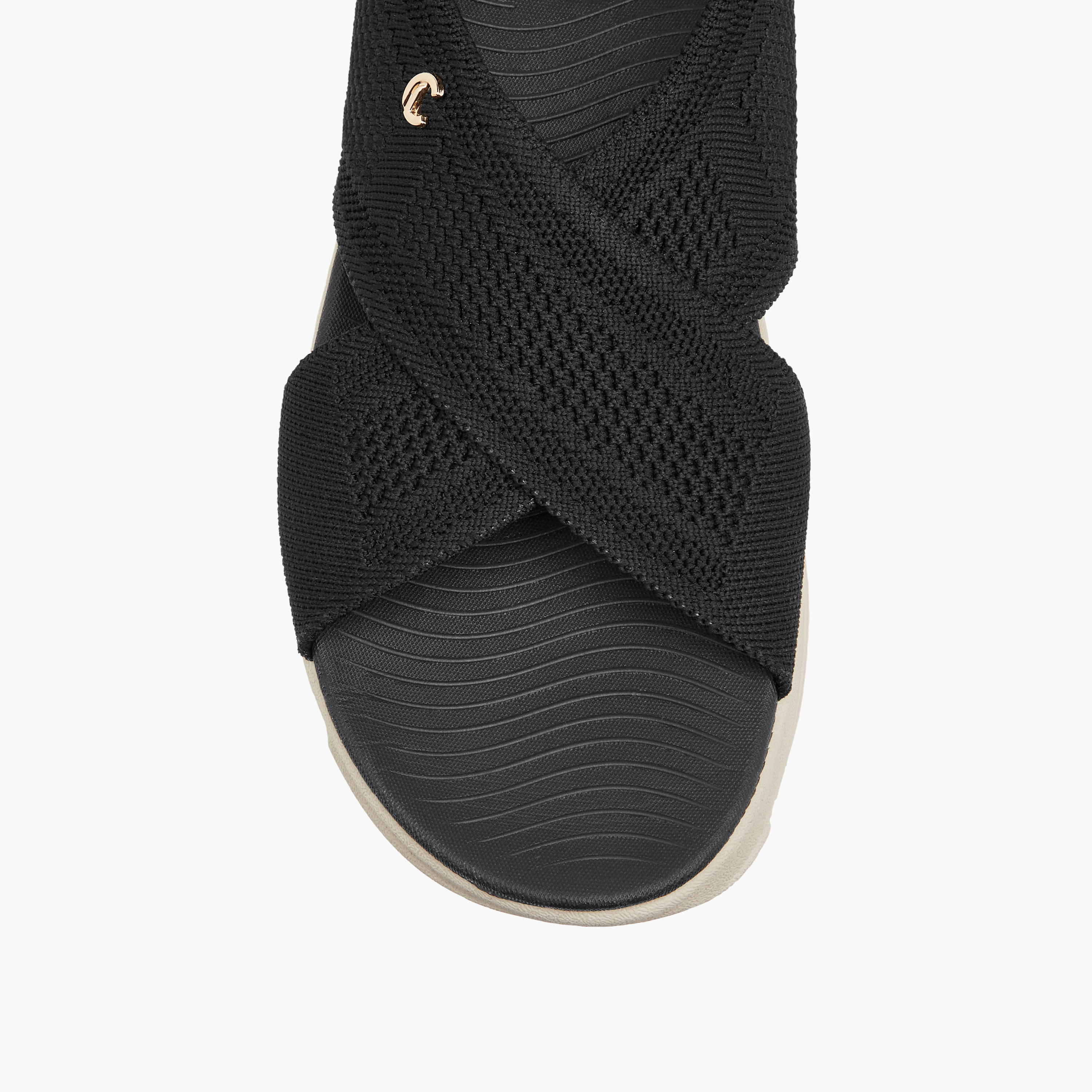 صندل فلاينيت مريح بارز الملمس بأحزمة متقاطعة وحزام خلفي من لو كونفورت-women-shoes-flats-sandals-image-4