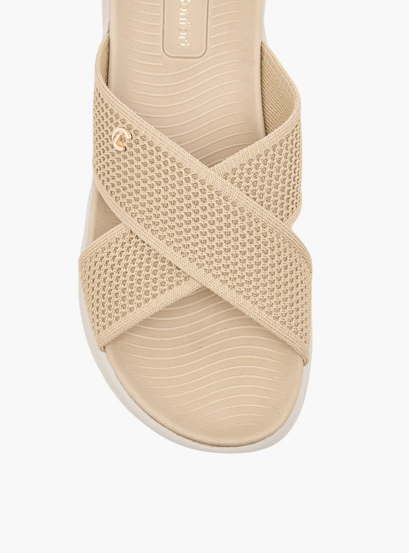 صندل محبوك مريح بارز الملمس سهل الارتداء بحزام متقاطع من لو كونفورت-women-shoes-sandals-heeled-image-3