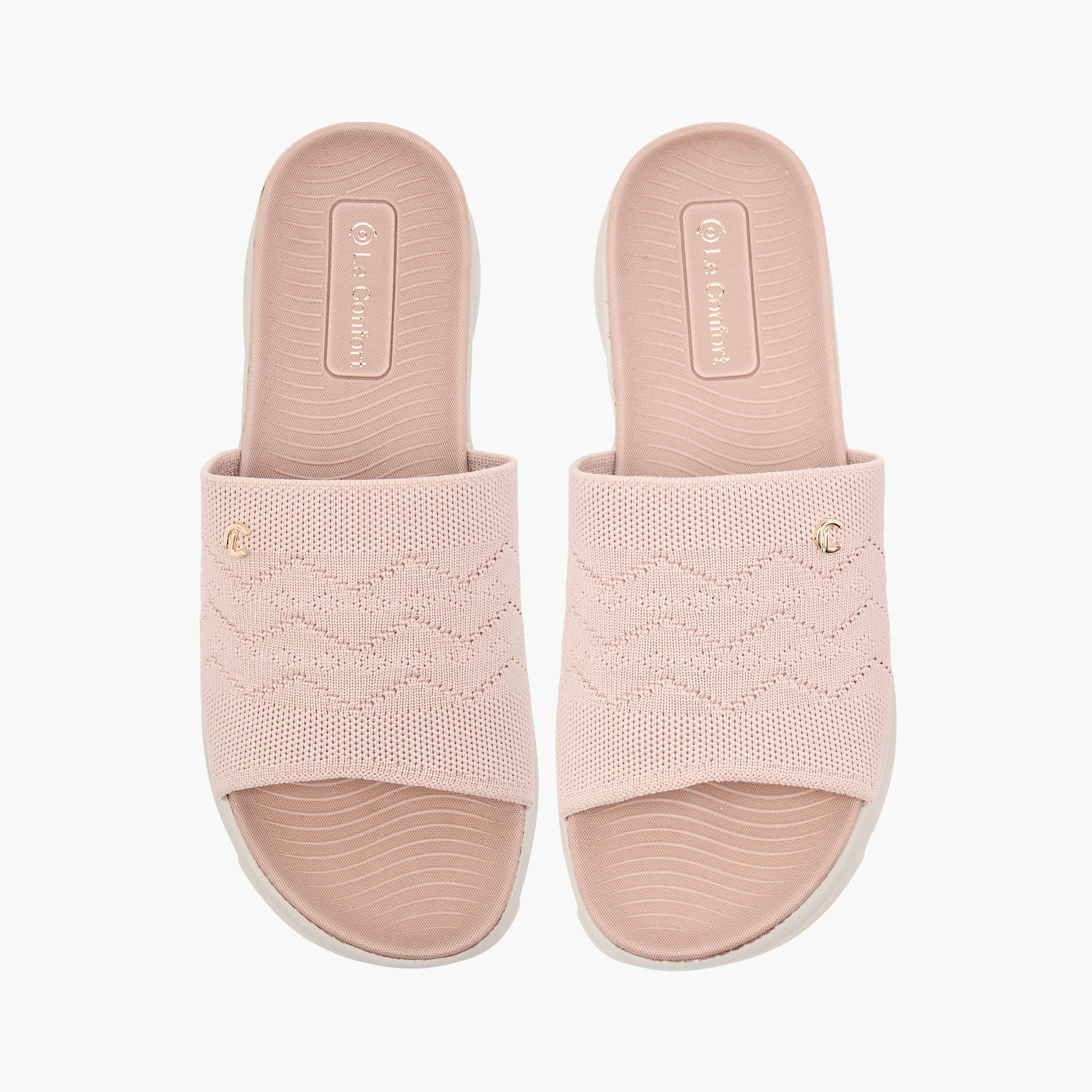 Le Confort Textured Slip-On Comfort Sandals-women-shoes-flats-sandals-image-1