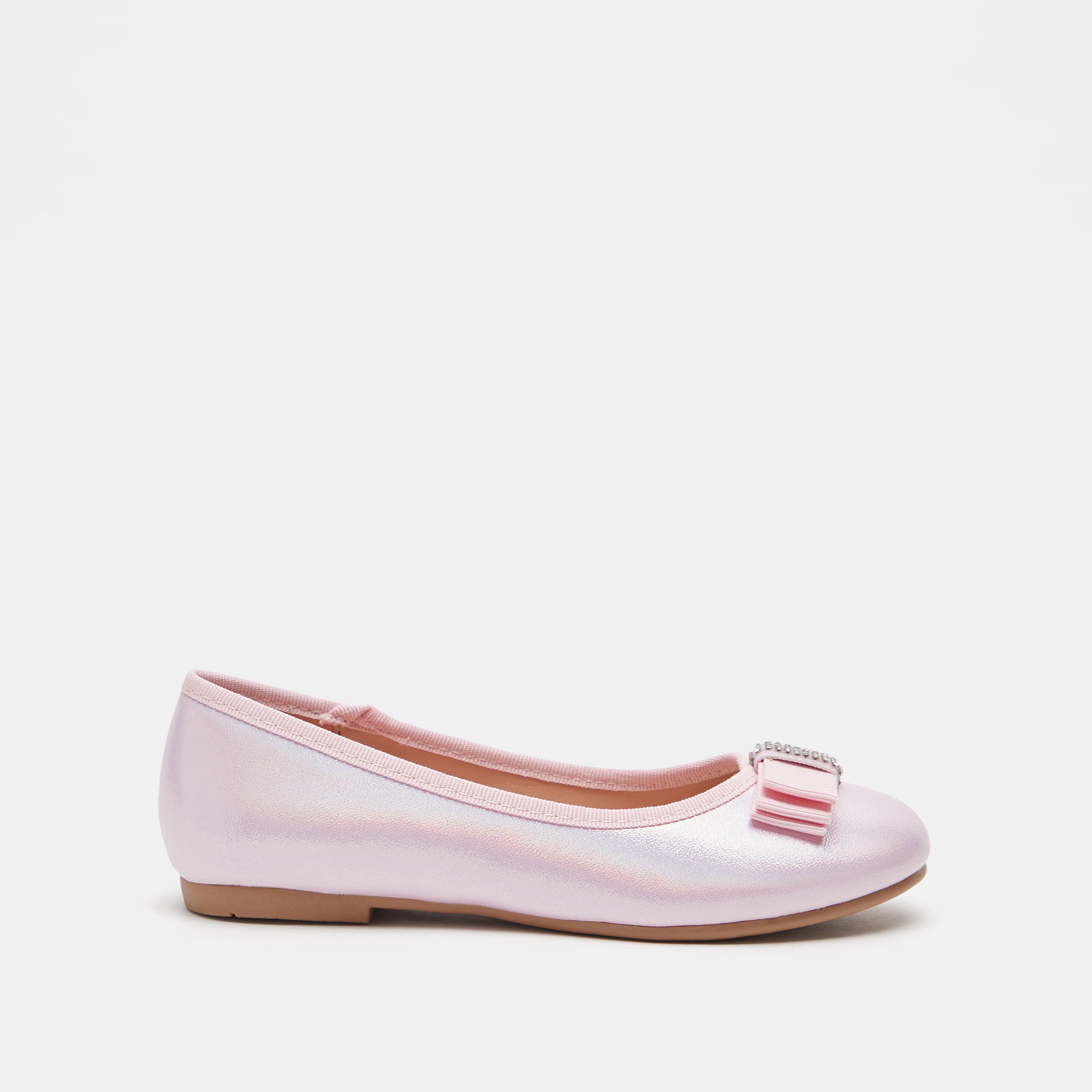 حذاء باليرينا سهل الارتداء بمقدمة مستديرة وتفاصيل فيونكة من ليتل ميسي-girls-shoes-ballerinas-image-1