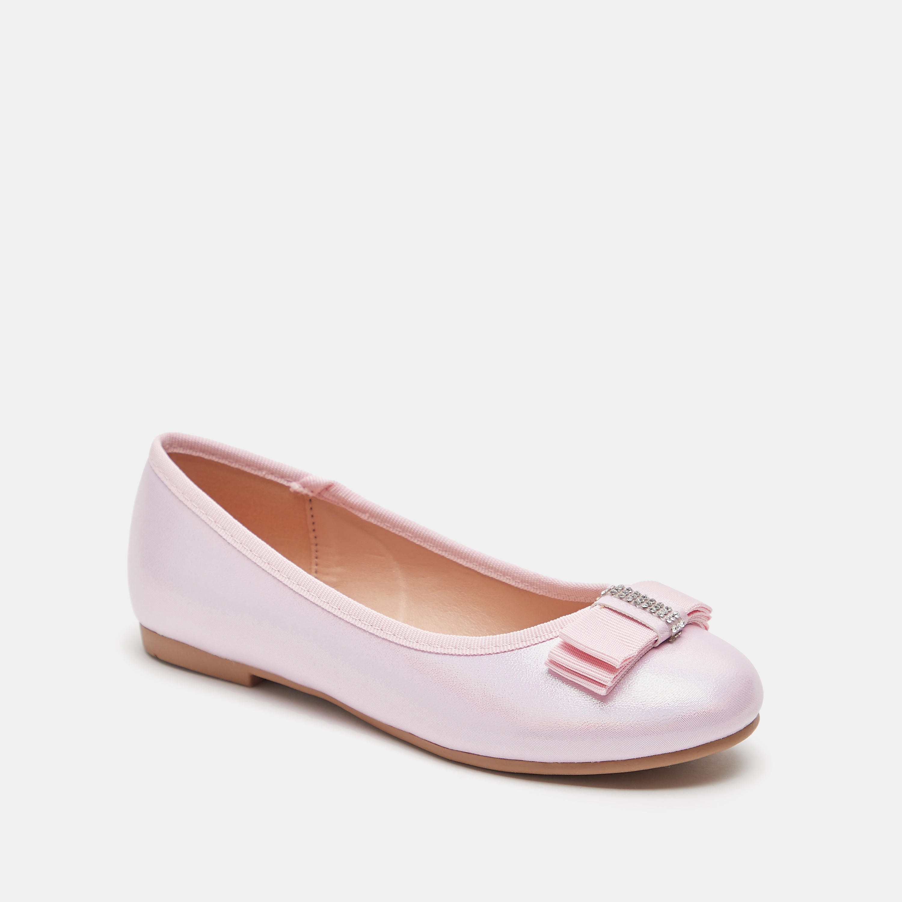 حذاء باليرينا سهل الارتداء بمقدمة مستديرة وتفاصيل فيونكة من ليتل ميسي-girls-shoes-ballerinas-image-2