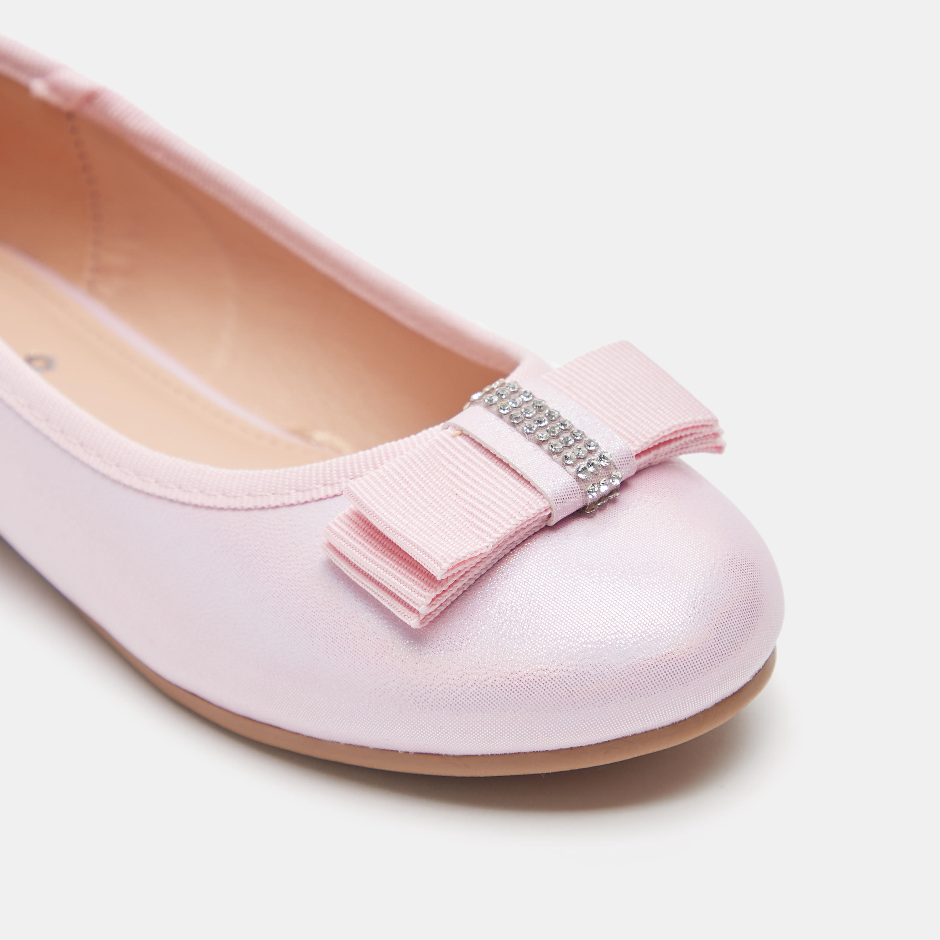 حذاء باليرينا سهل الارتداء بمقدمة مستديرة وتفاصيل فيونكة من ليتل ميسي-girls-shoes-ballerinas-image-4