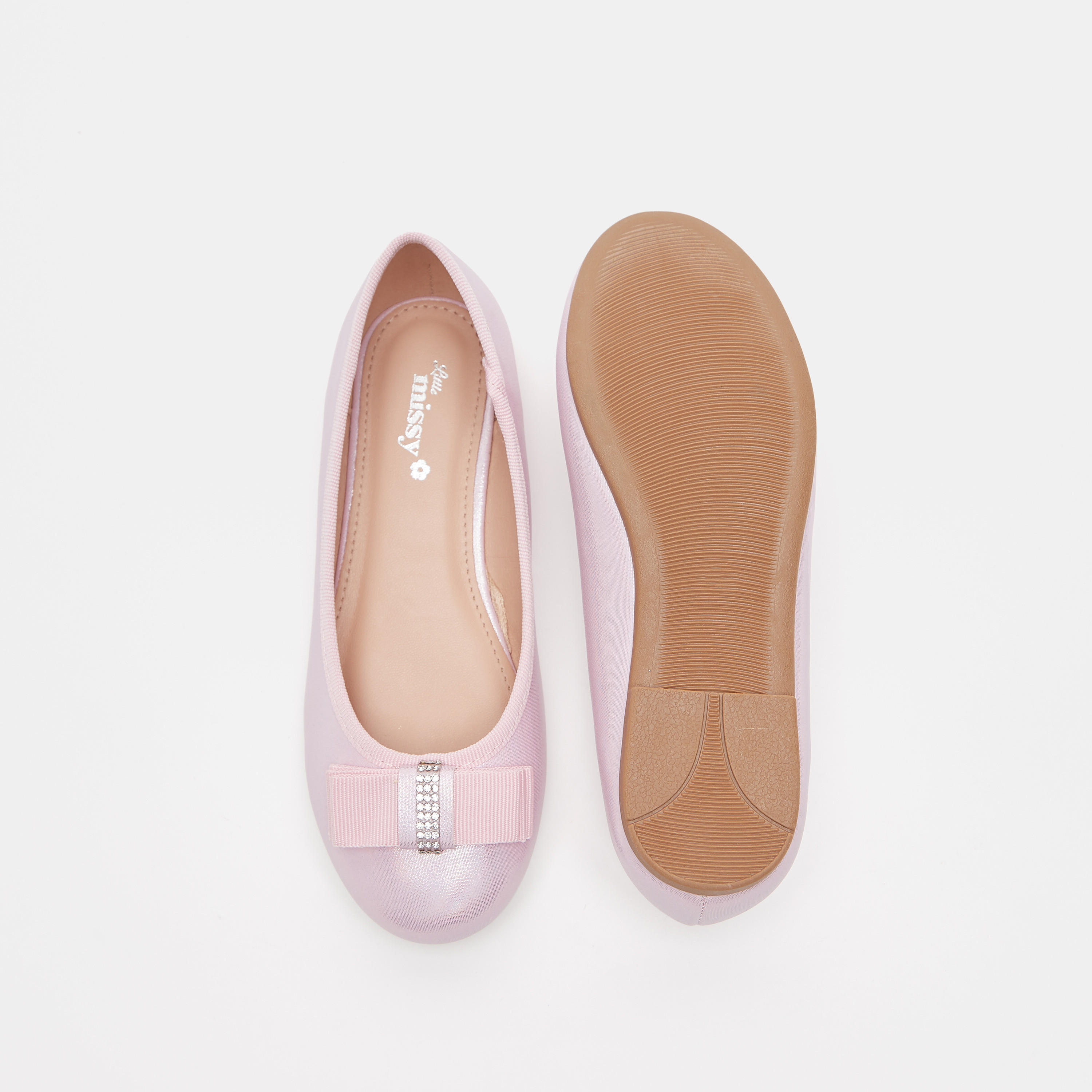 حذاء باليرينا سهل الارتداء بمقدمة مستديرة وتفاصيل فيونكة من ليتل ميسي-girls-shoes-ballerinas-image-5