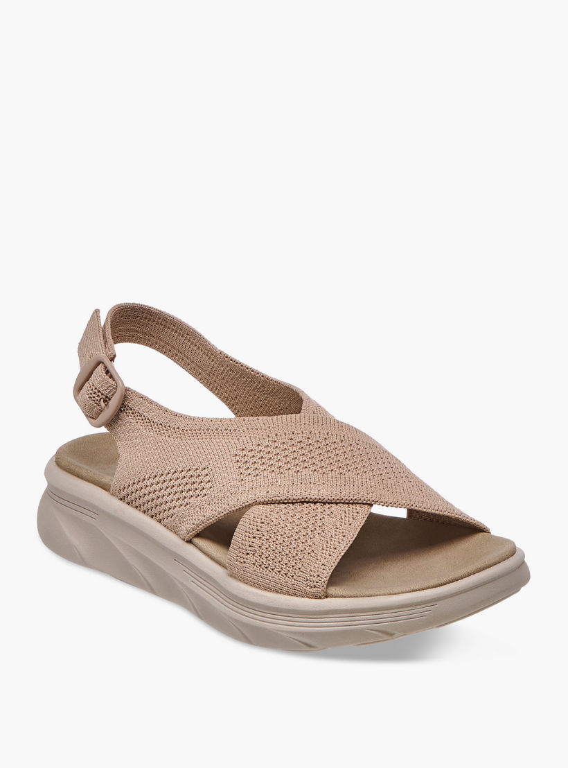 Flora Bella Textured Cross Strap Sandals with Buckle Closure-women-shoes-flats-sandals-image-2