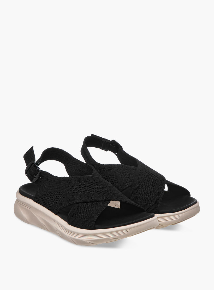 صندل بارز الملمس بأحزمة متقاطعة وإبزيم إغلاق من فلورا بيلا-women-shoes-flats-sandals-image-1
