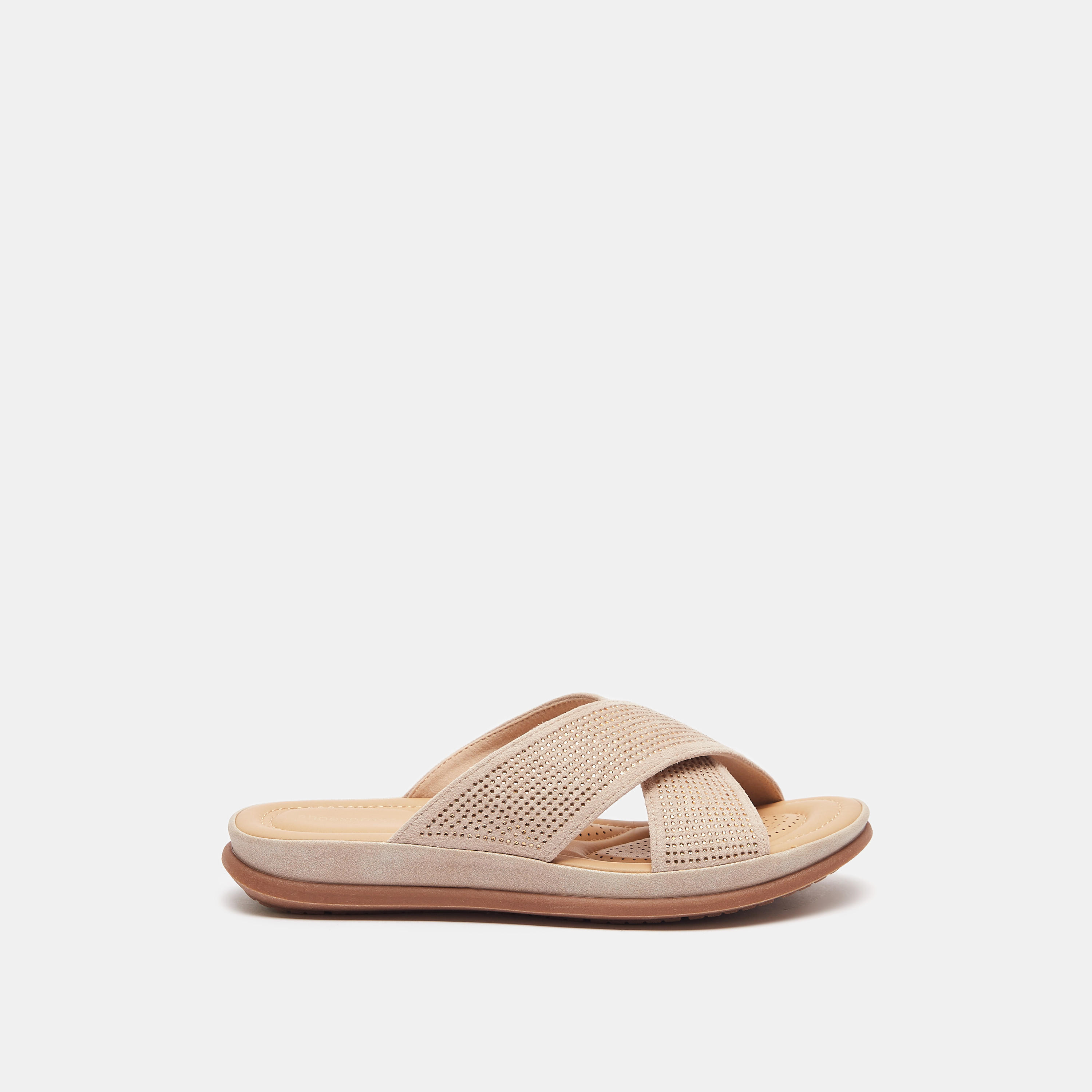 Embellished Criss-Cross Slip-On Slide Sandals-women-shoes-flats-sandals-image-1