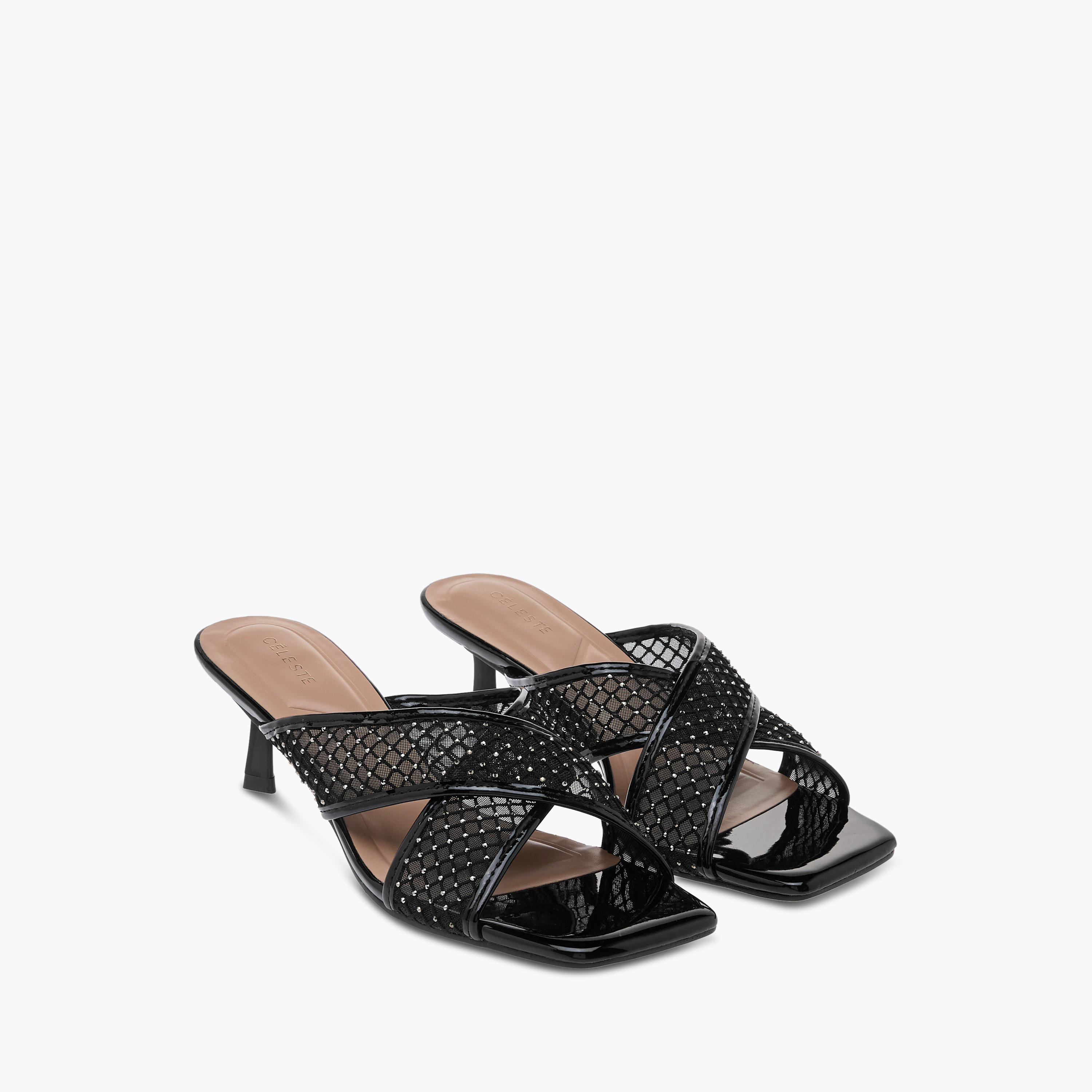 صندل مزين سهل الارتداء بحزام متقاطع وكعب صغير للنساء من سيليست-women-shoes-sandals-heeled-image-1