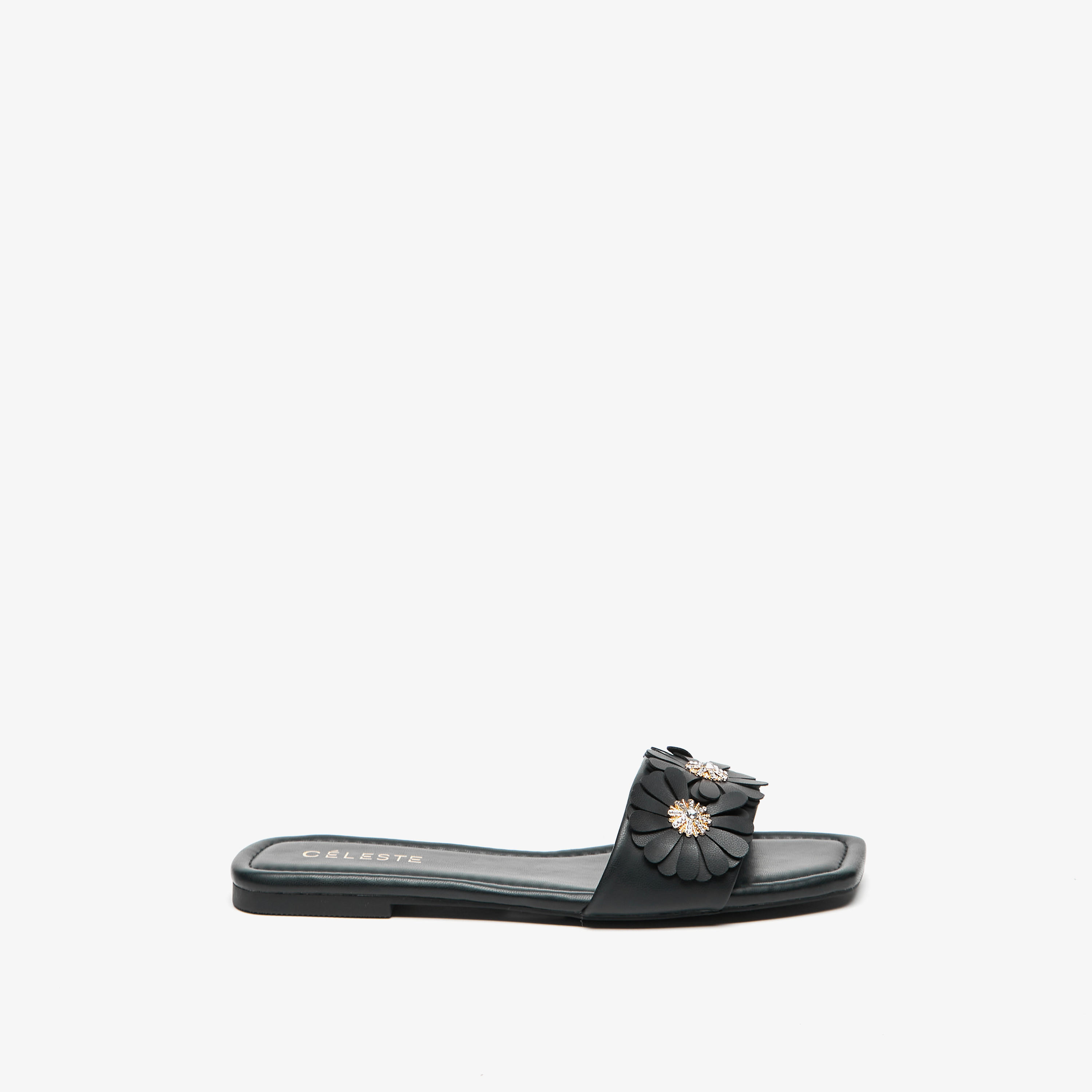 صندل مسطّح سهل الارتداء بتزيينات زهرية من سيليست-women-shoes-flats-sandals-image-1