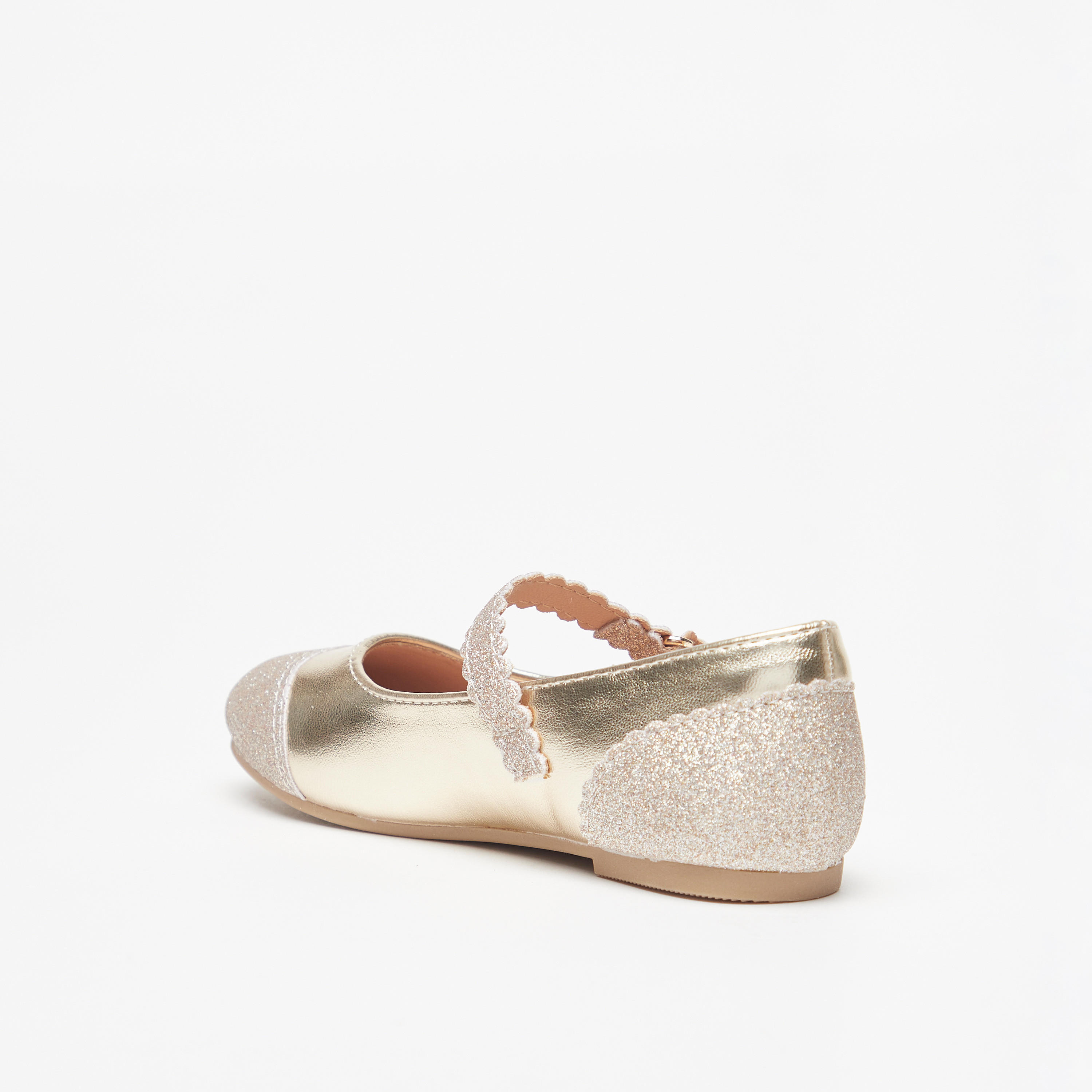 Juniors Textured Ballerina Shoes with Hook and Loop Closure-girls-shoes-maryjanes-image-2
