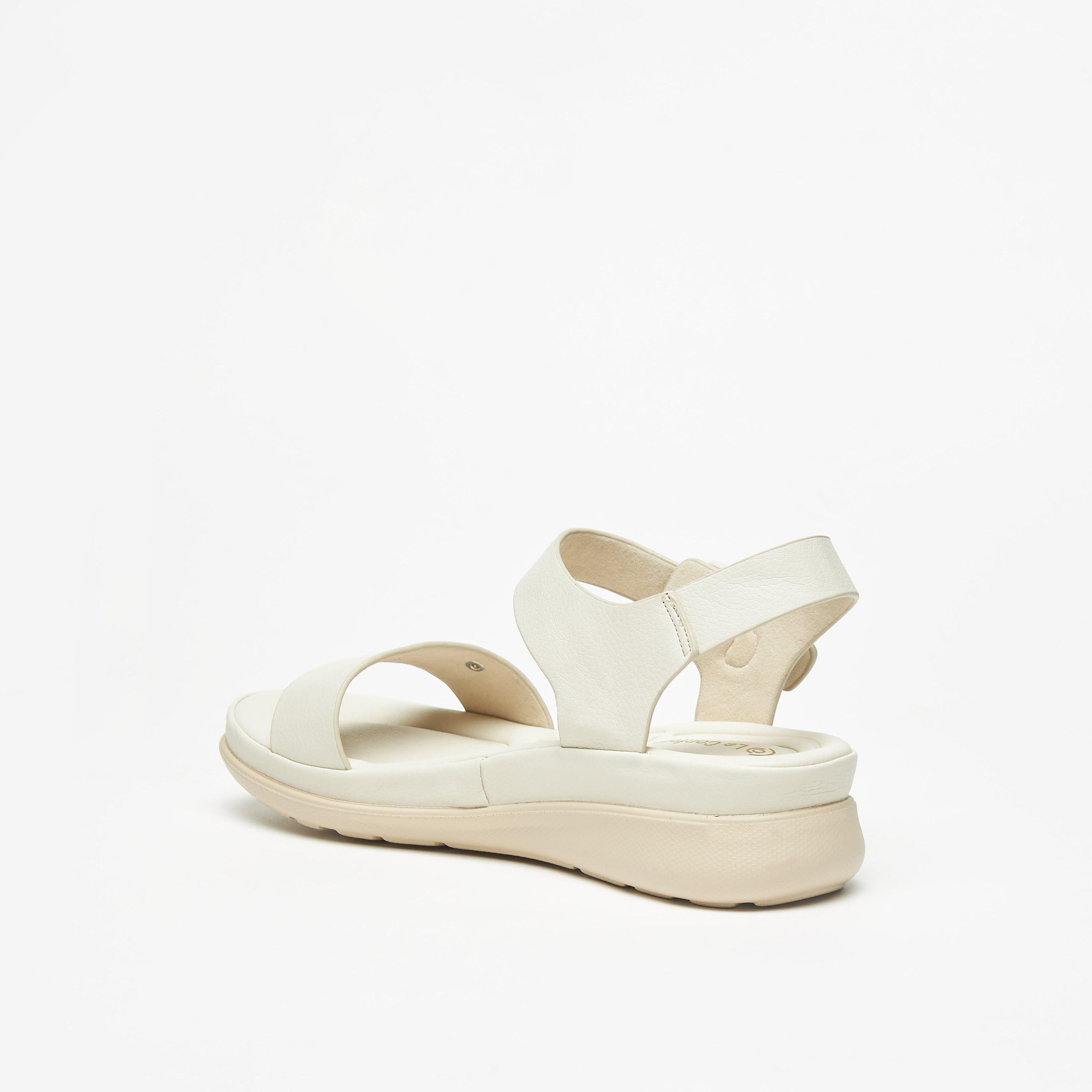 Le Confort Solid Open Toe Comfort Sandals with Buckle Closure-women-shoes-flats-sandals-image-2