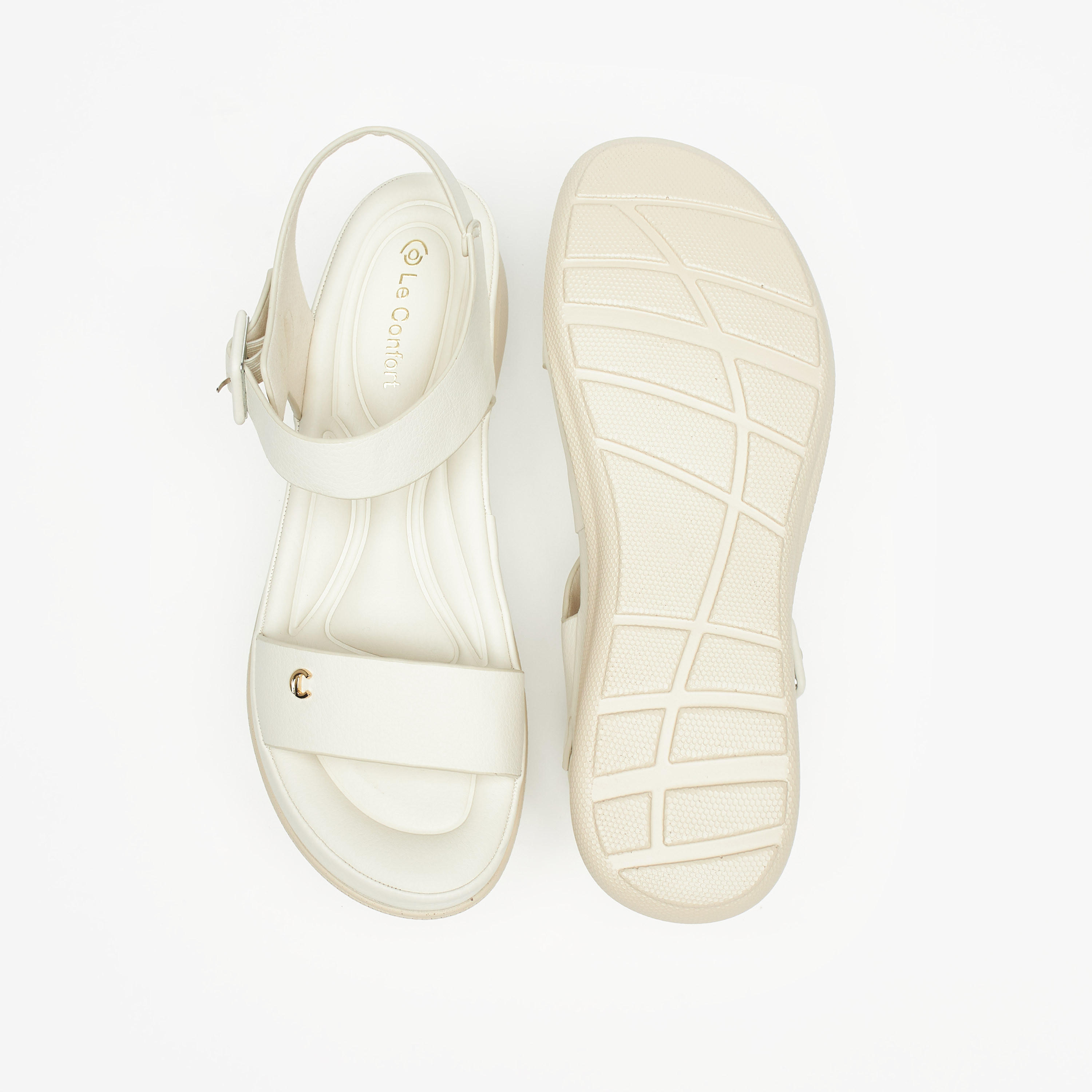 Le Confort Solid Open Toe Comfort Sandals with Buckle Closure-women-shoes-flats-sandals-image-4