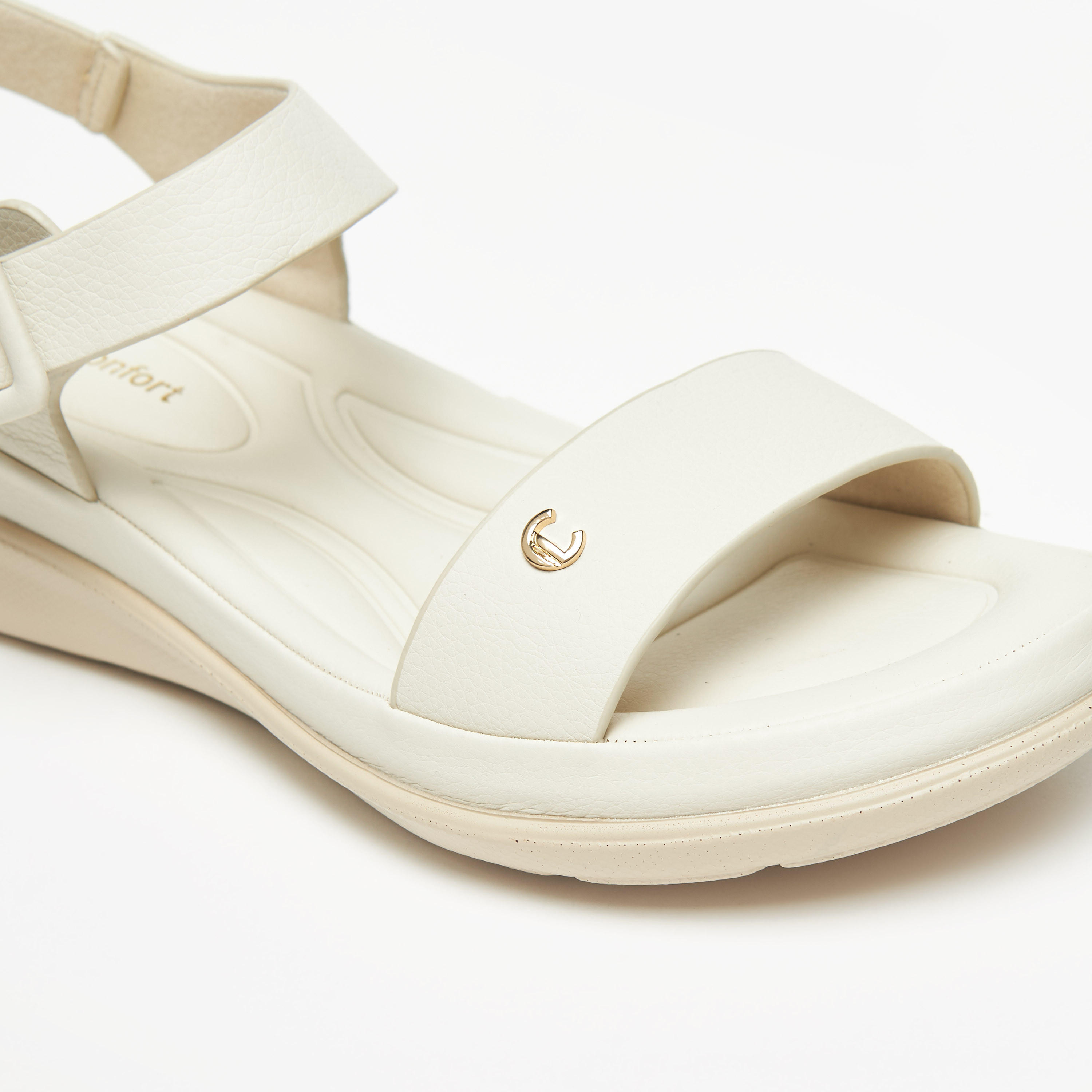 Le Confort Solid Open Toe Comfort Sandals with Buckle Closure-women-shoes-flats-sandals-image-5