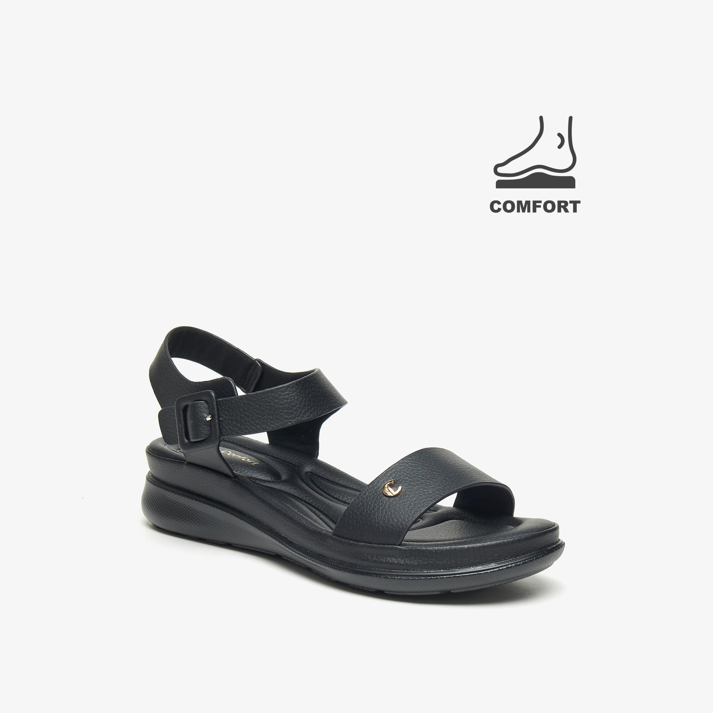 صندل مريح سادة مفتوح من الأمام بإبزيم إغلاق من لوكونفورت-women-shoes-flats-sandals-image-1