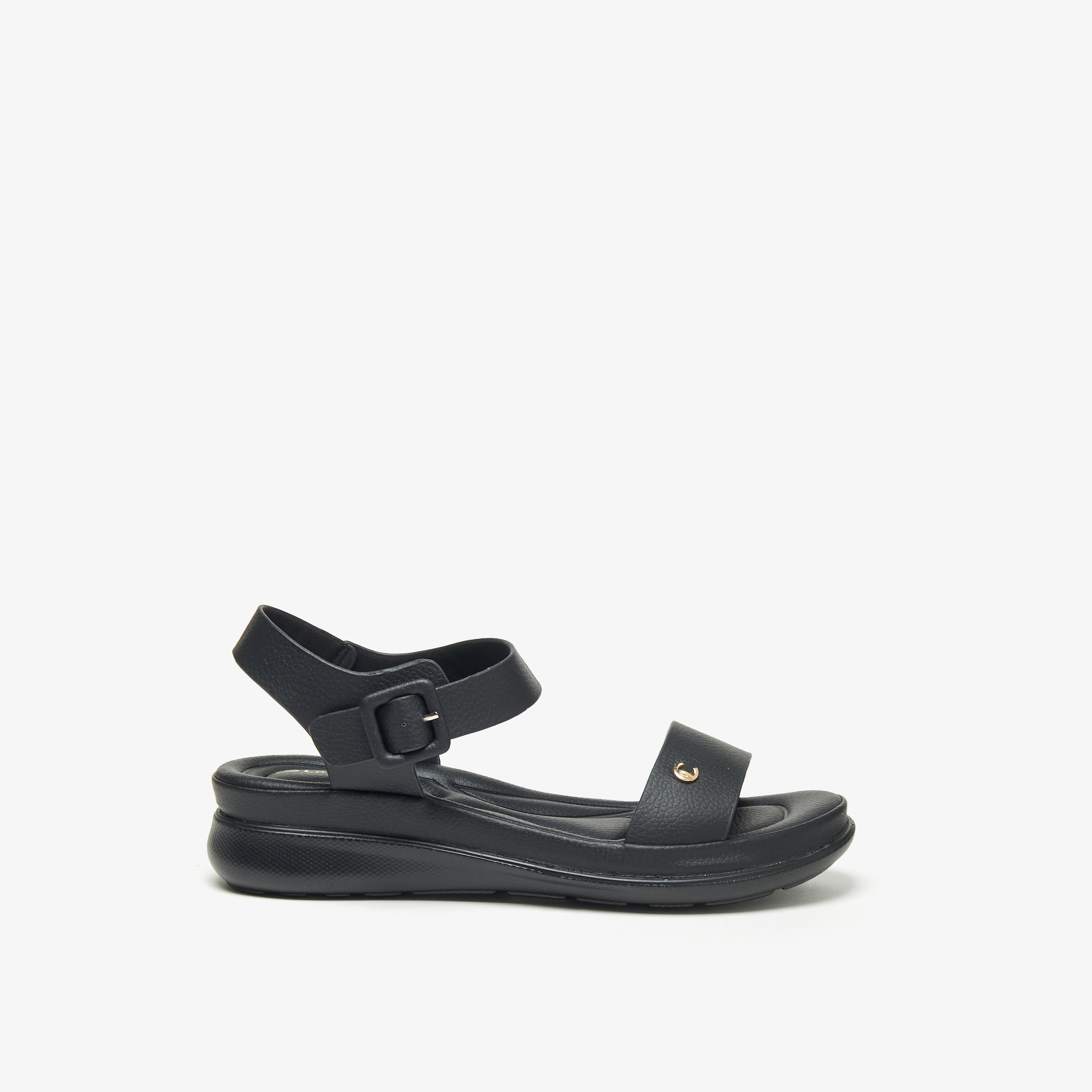 Le Confort Solid Open Toe Comfort Sandals with Buckle Closure-women-shoes-flats-sandals-image-9