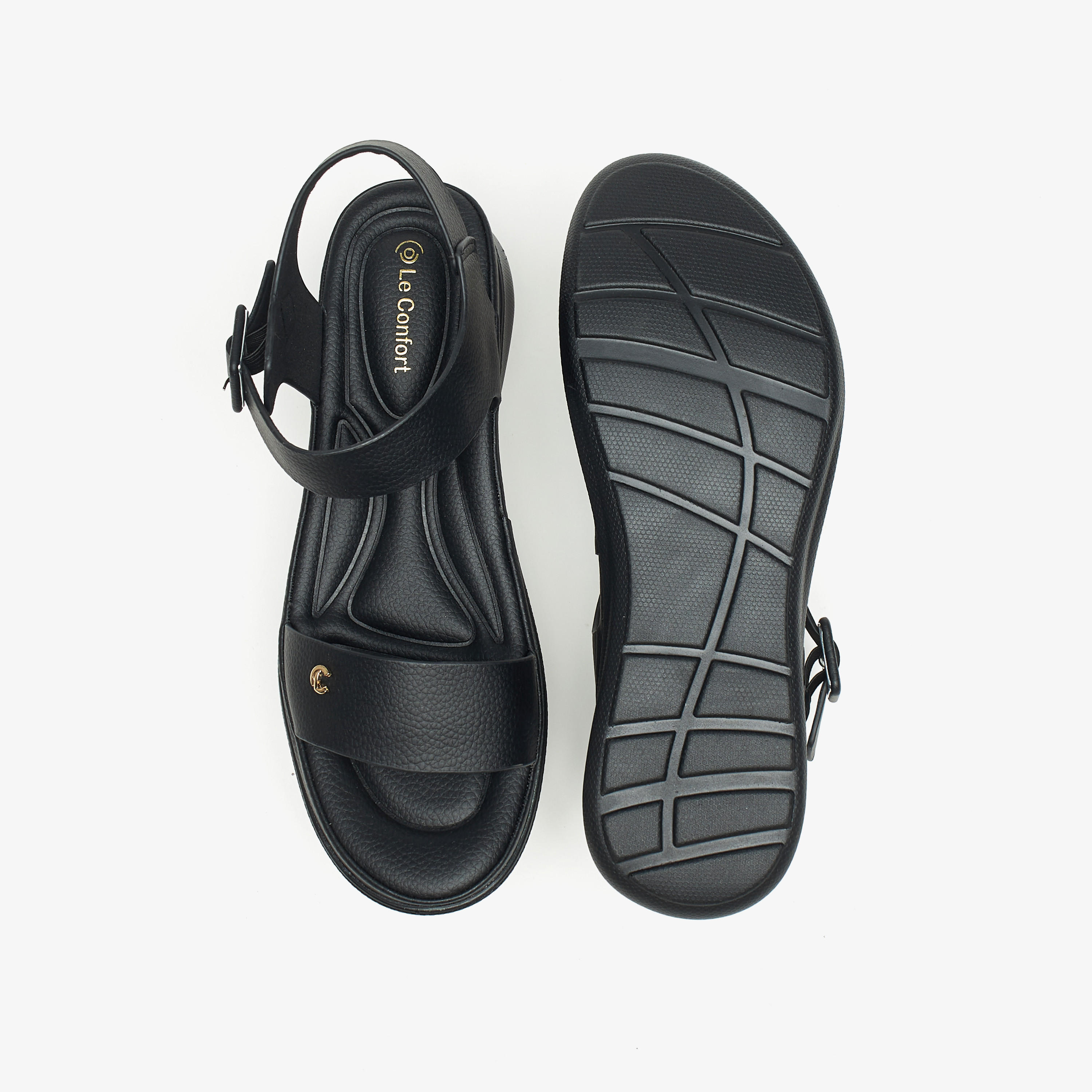 Le Confort Solid Open Toe Comfort Sandals with Buckle Closure-women-shoes-flats-sandals-image-10