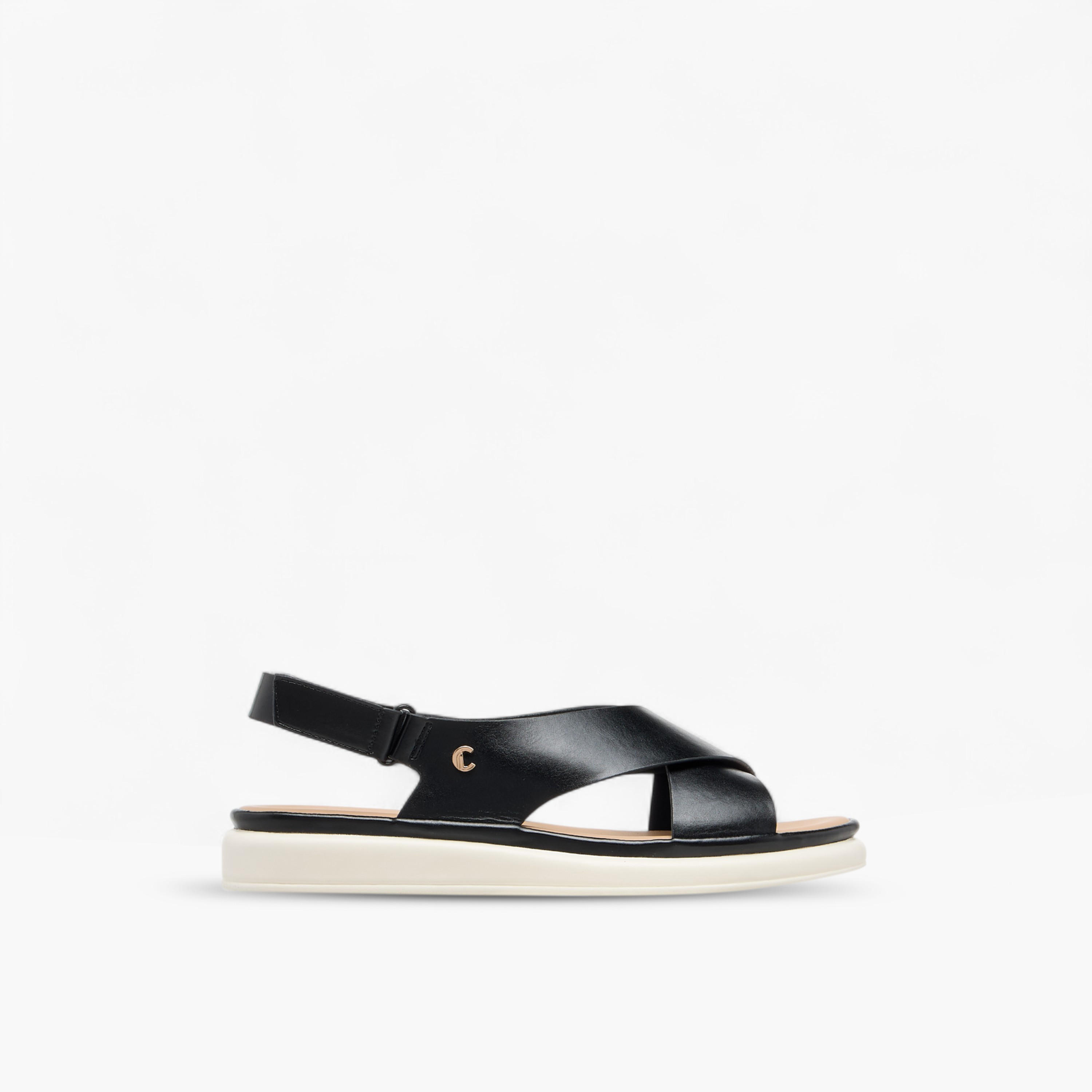 Le Confort Solid Cross Strap Comfort Sandals with Hook and Loop Closure-women-shoes-flats-sandals-image-2