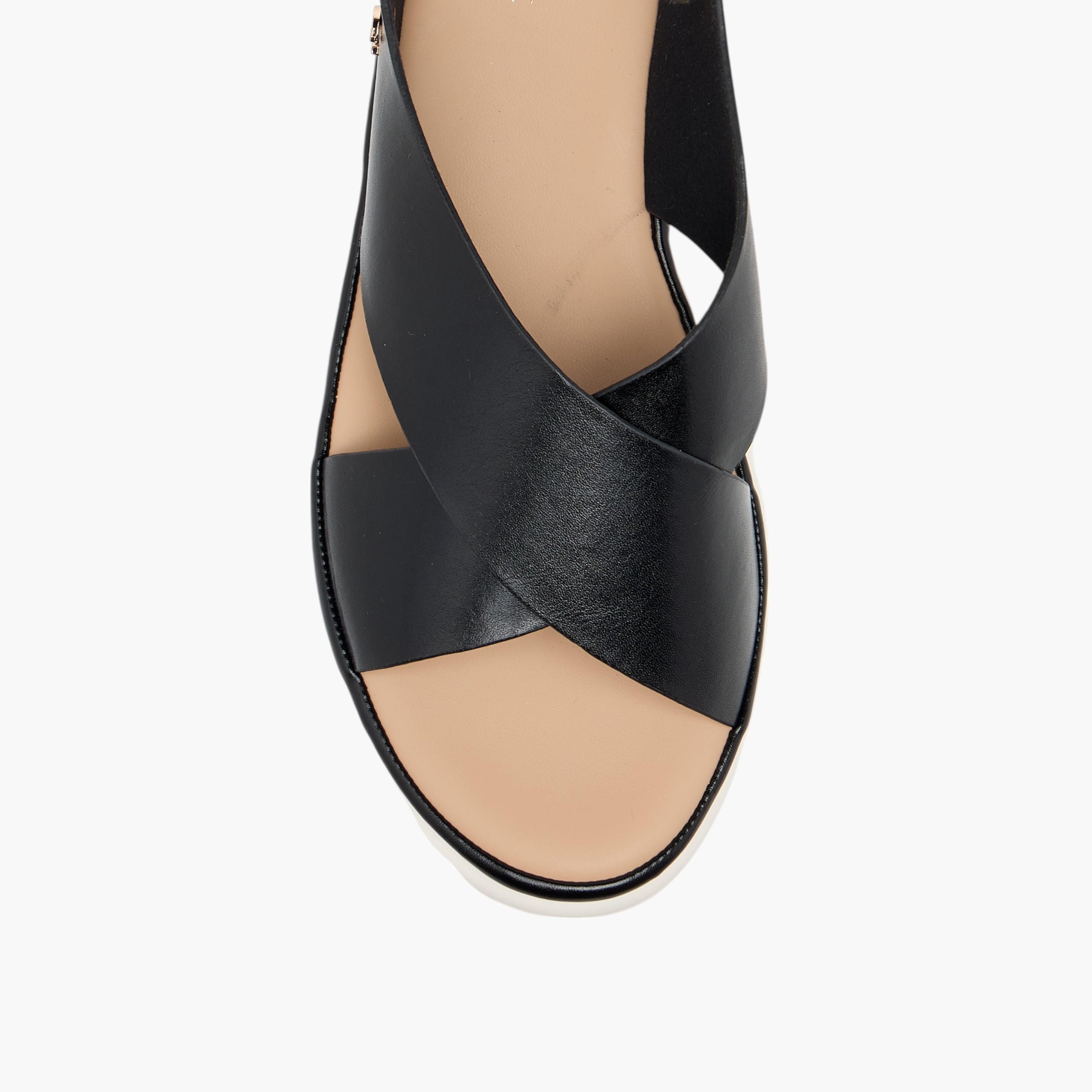 Le Confort Solid Cross Strap Comfort Sandals with Hook and Loop Closure-women-shoes-flats-sandals-image-3