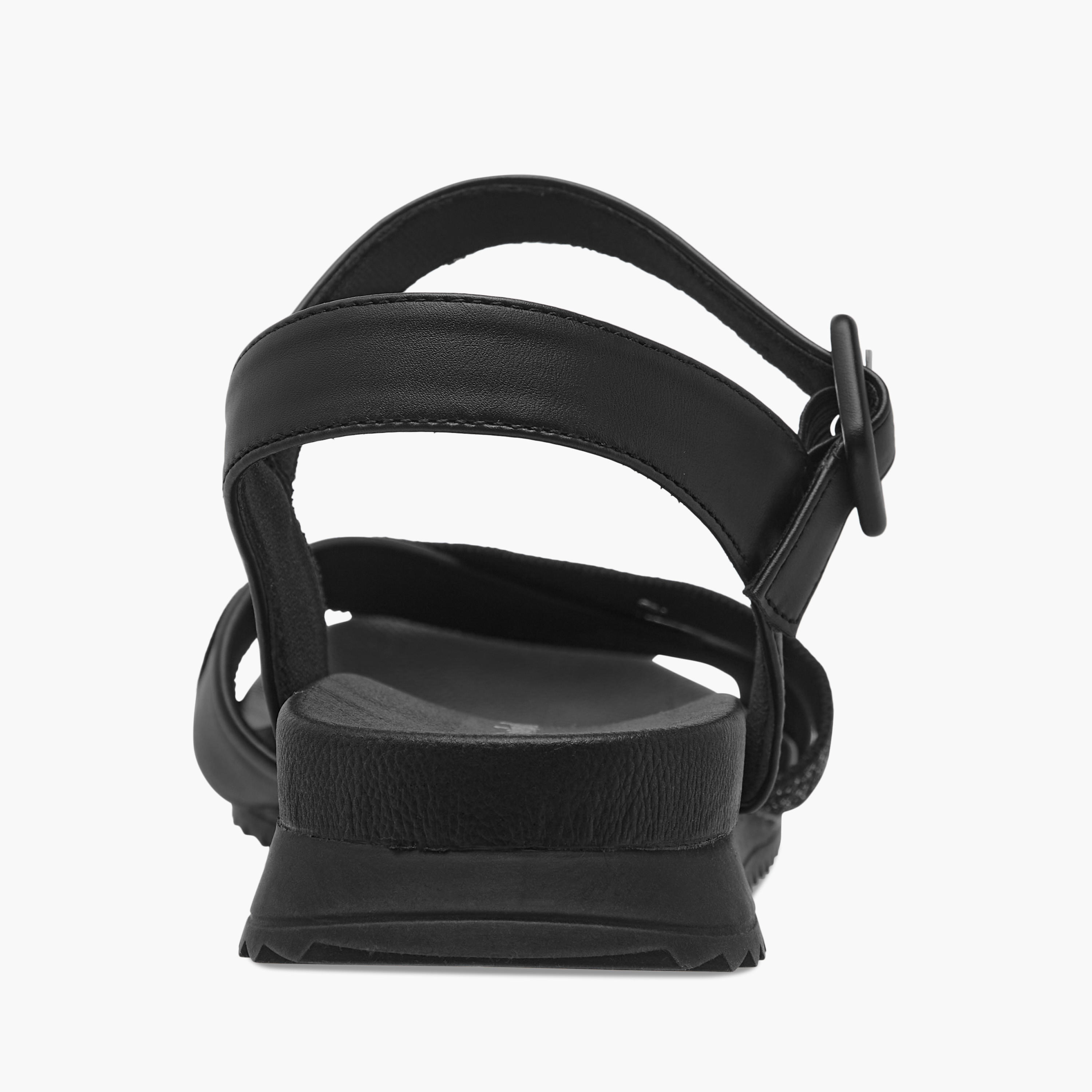 Le Confort Textured Cross Strap Comfort Sandals with Buckle Closure-women-shoes-flats-sandals-image-4