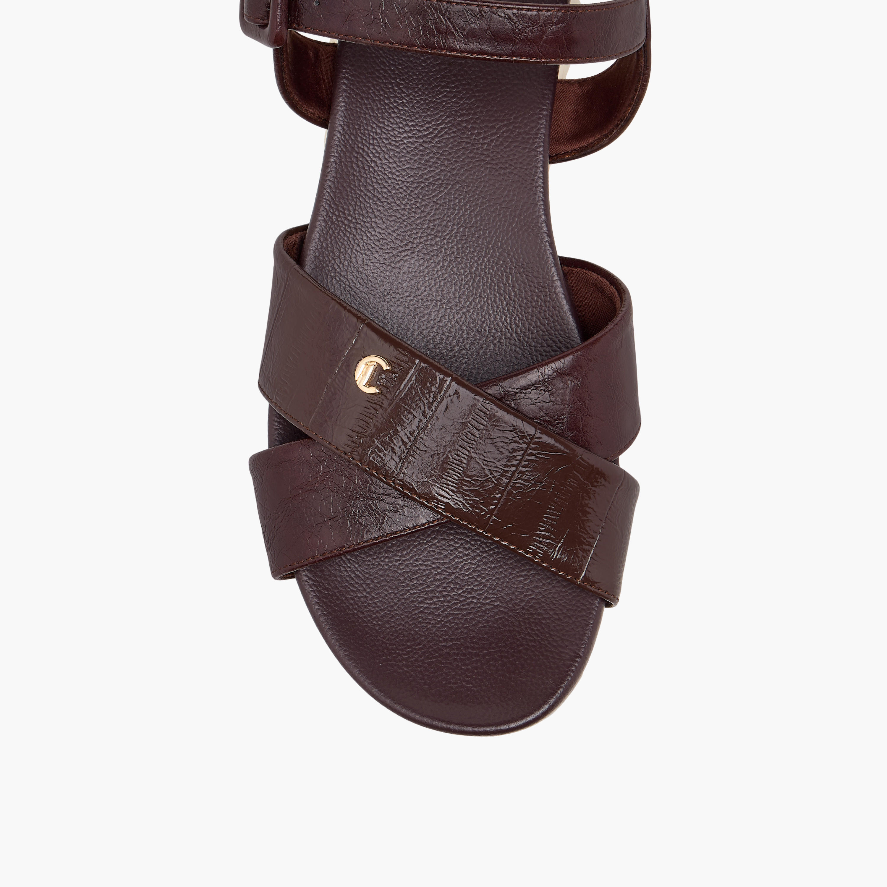 Le Confort Textured Cross Strap Comfort Sandals with Buckle Closure-women-shoes-flats-sandals-image-3