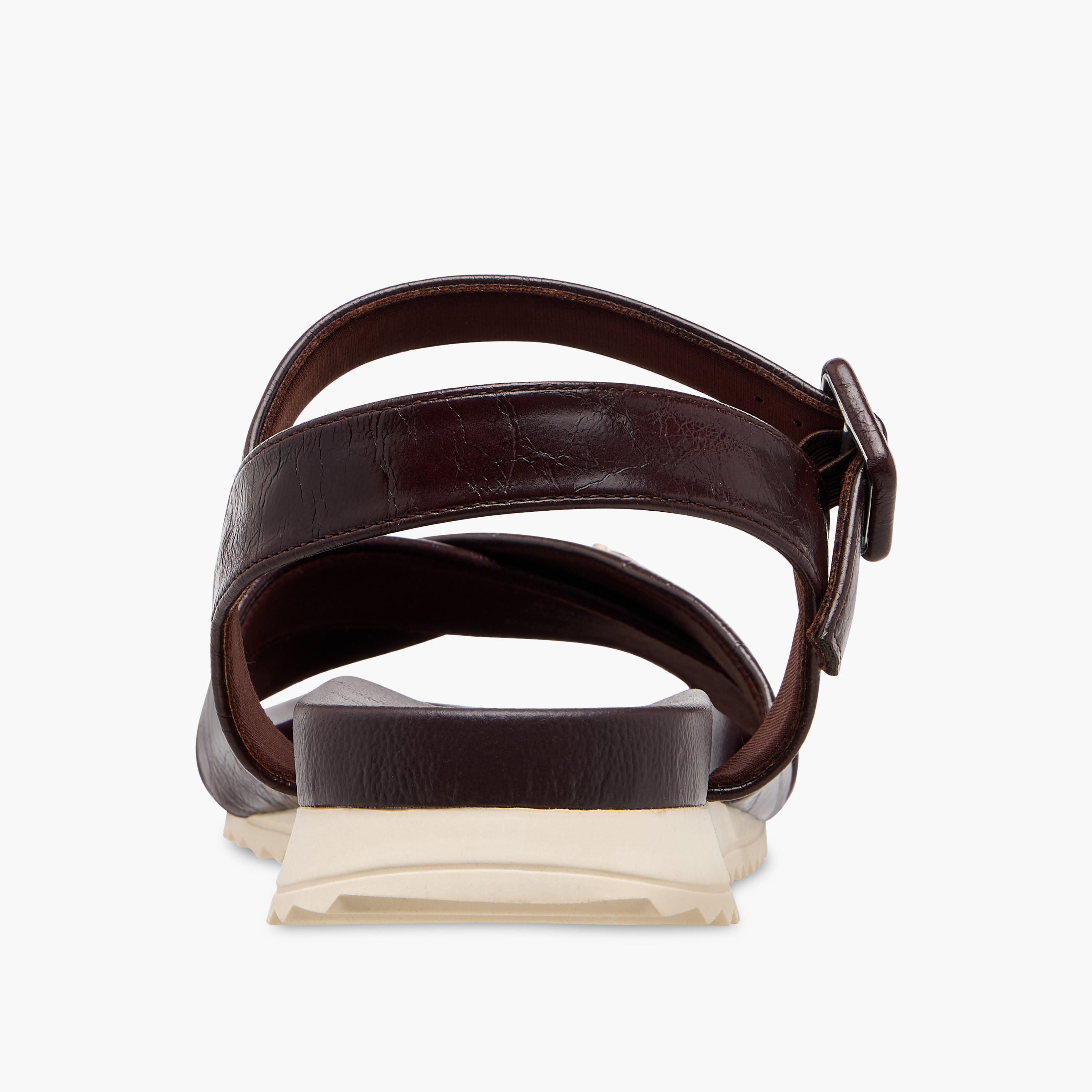 Le Confort Textured Cross Strap Comfort Sandals with Buckle Closure-women-shoes-flats-sandals-image-4