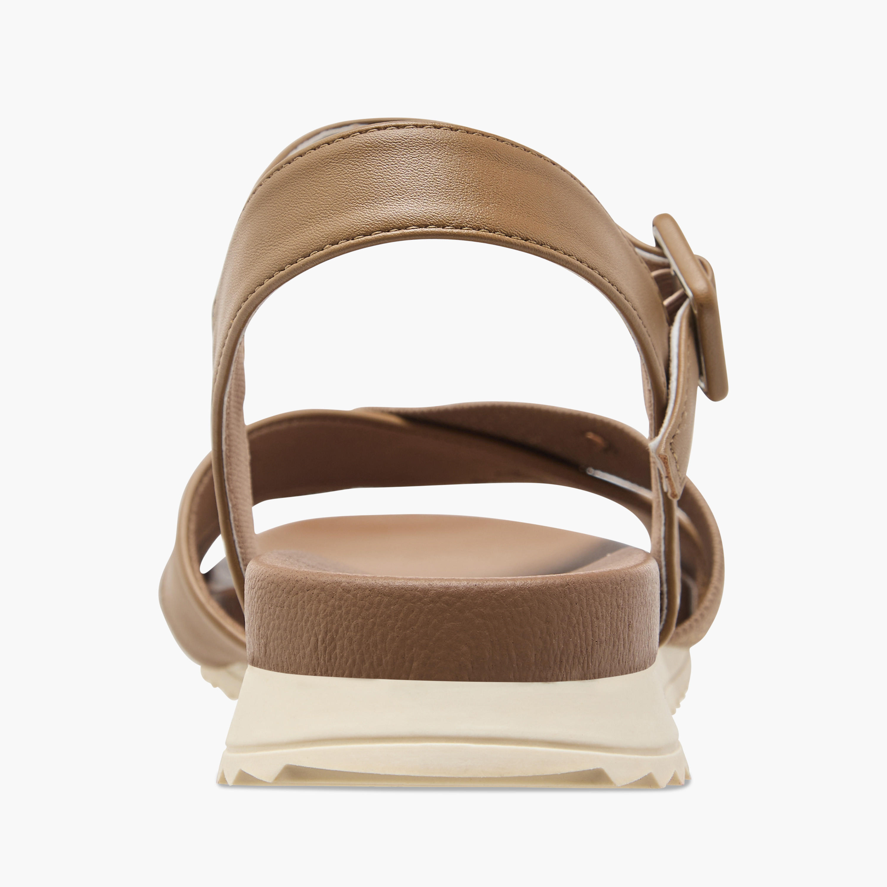 صندل مريح بارز الملمس بأحزمة متقاطعة وإبزيم إغلاق من لو كونفورت-women-shoes-flats-sandals-image-4