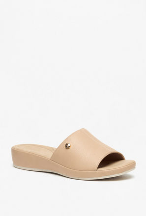 Flora Bella Textured Open Toe Slip-On Sandals with Metallic Trim-women-shoes-sandals-image-1