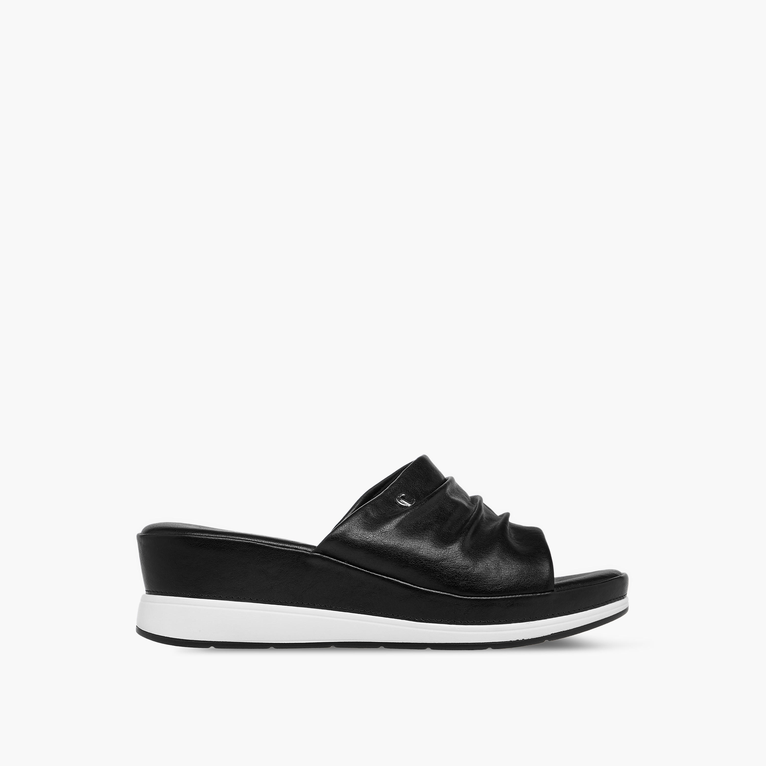 Le Confort Wrinkle Detail Slip-On Sandals with Wedge Heels-women-shoes-sandals-heeled-image-3