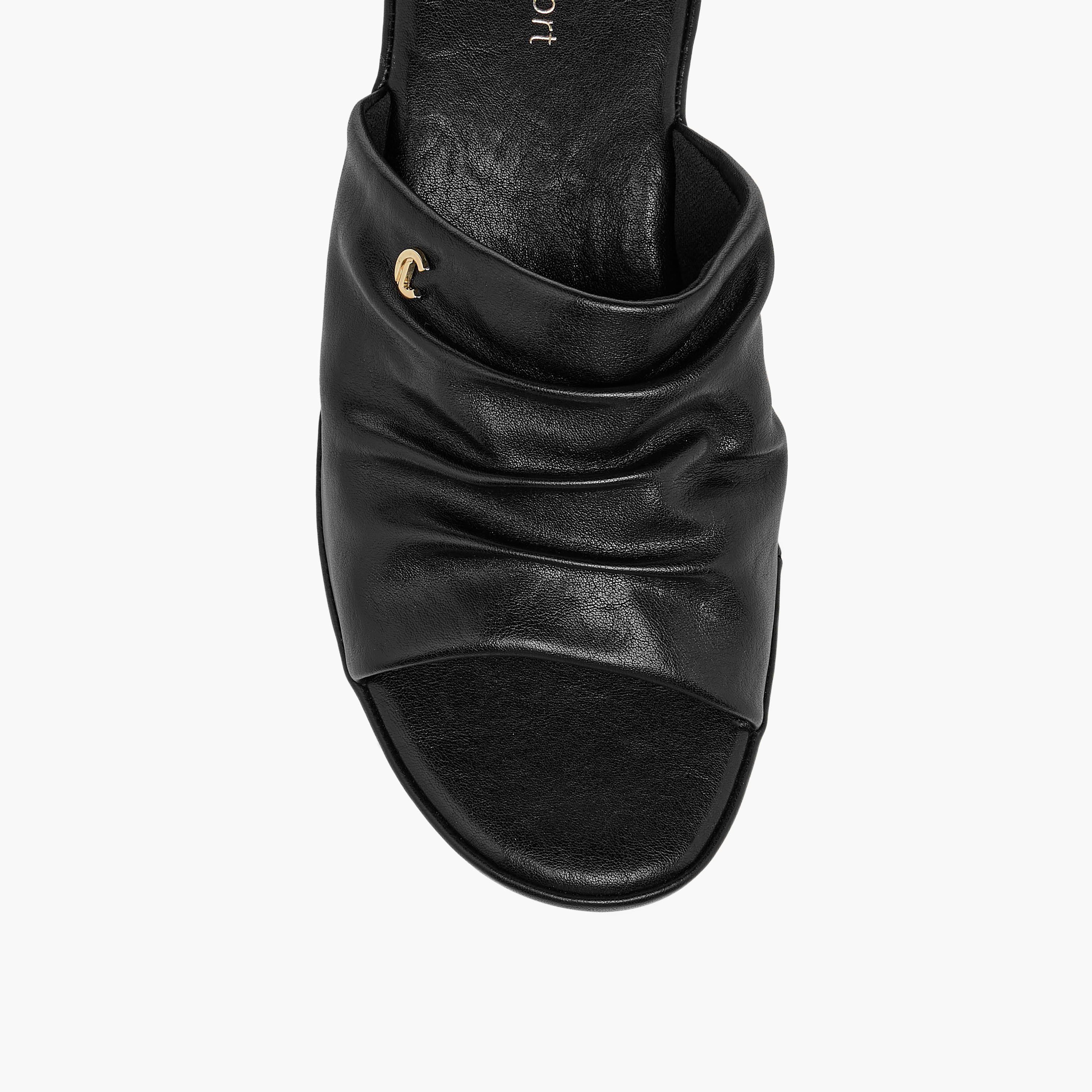 Le Confort Wrinkle Detail Slip-On Sandals with Wedge Heels-women-shoes-sandals-heeled-image-4