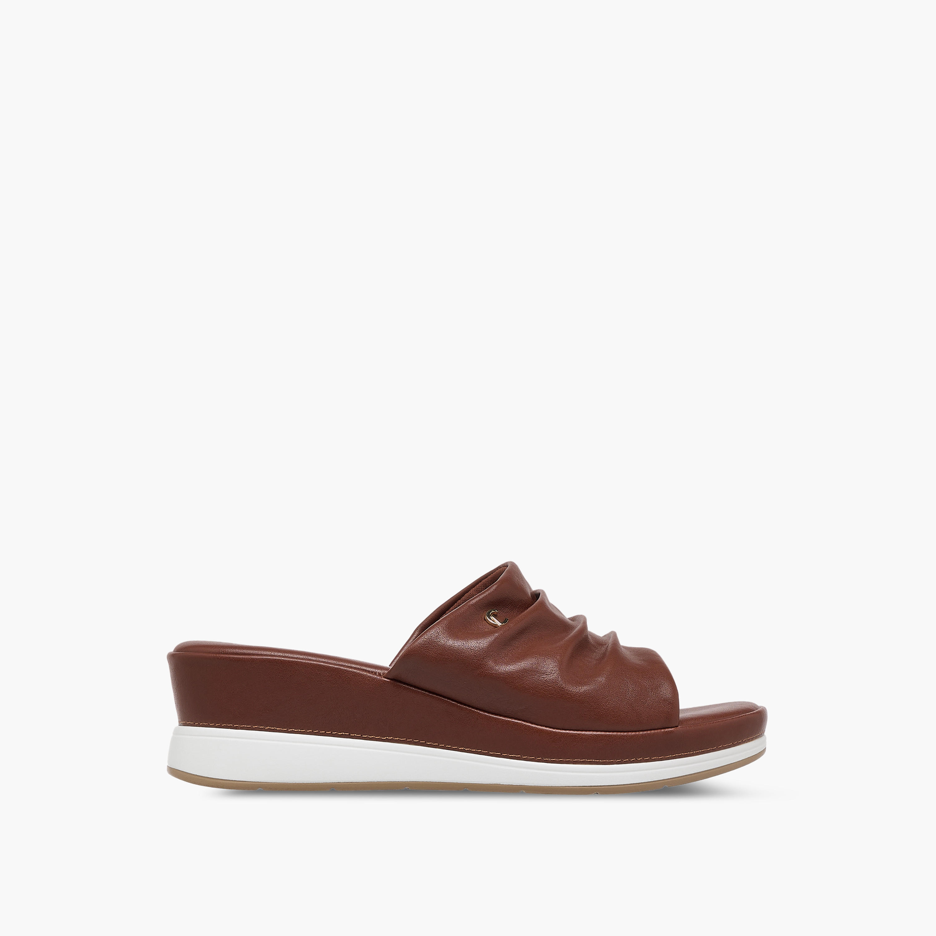 Le Confort Wrinkle Detail Slip-On Sandals with Wedge Heels-women-shoes-sandals-heeled-image-3