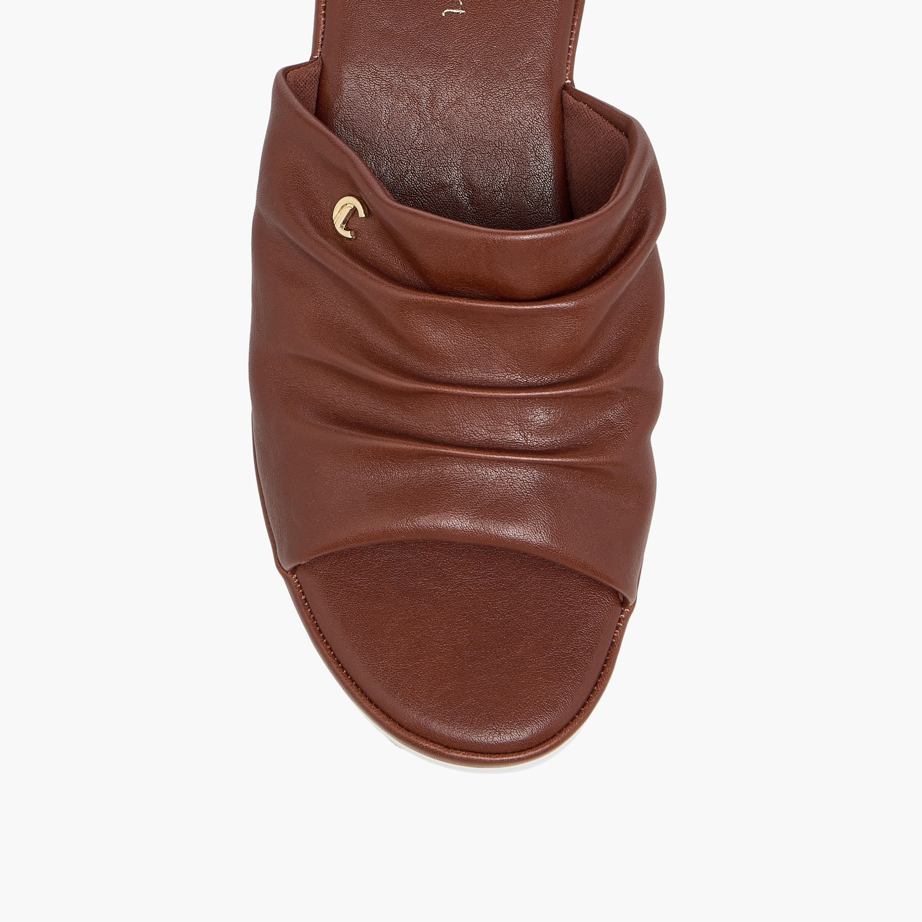 Le Confort Wrinkle Detail Slip-On Sandals with Wedge Heels-women-shoes-sandals-heeled-image-4