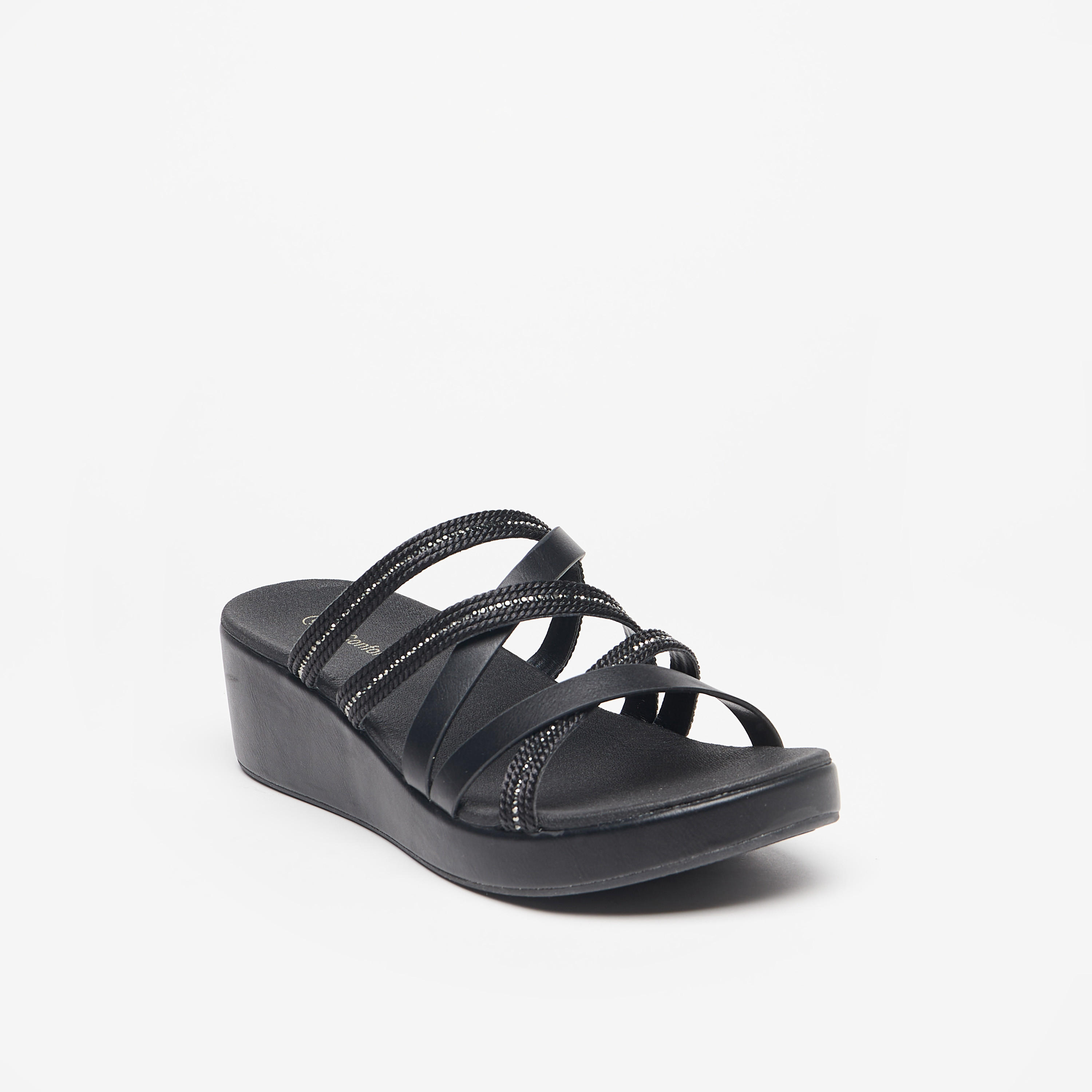 صندل مزيّن سهل الارتداء بكعب ويدج بأحزمة من لو كونفورت-women-shoes-heels-image-1