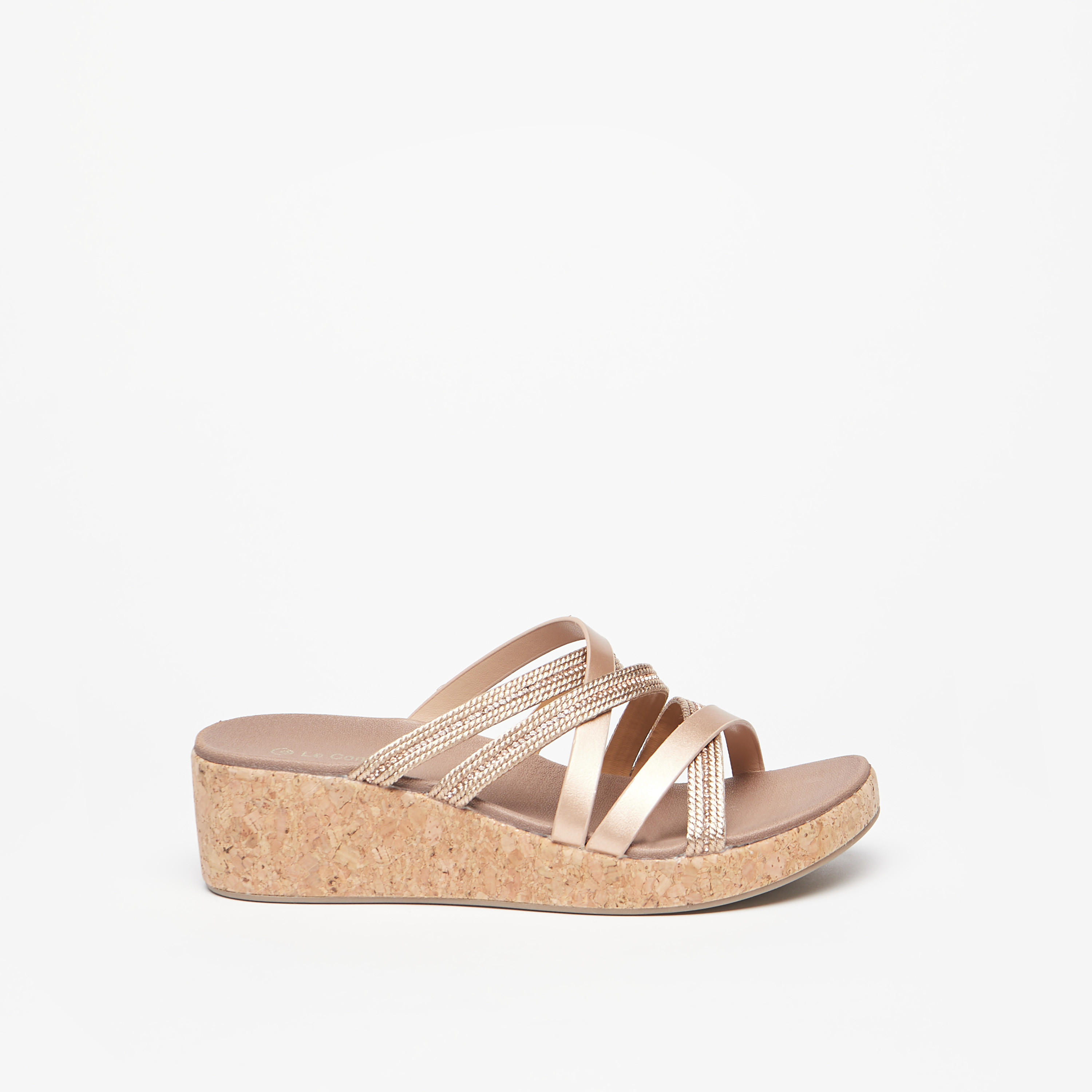 Le Confort Embellished Strappy Slip-On Sandals with Wedge Heels-women-shoes-heels-image-3