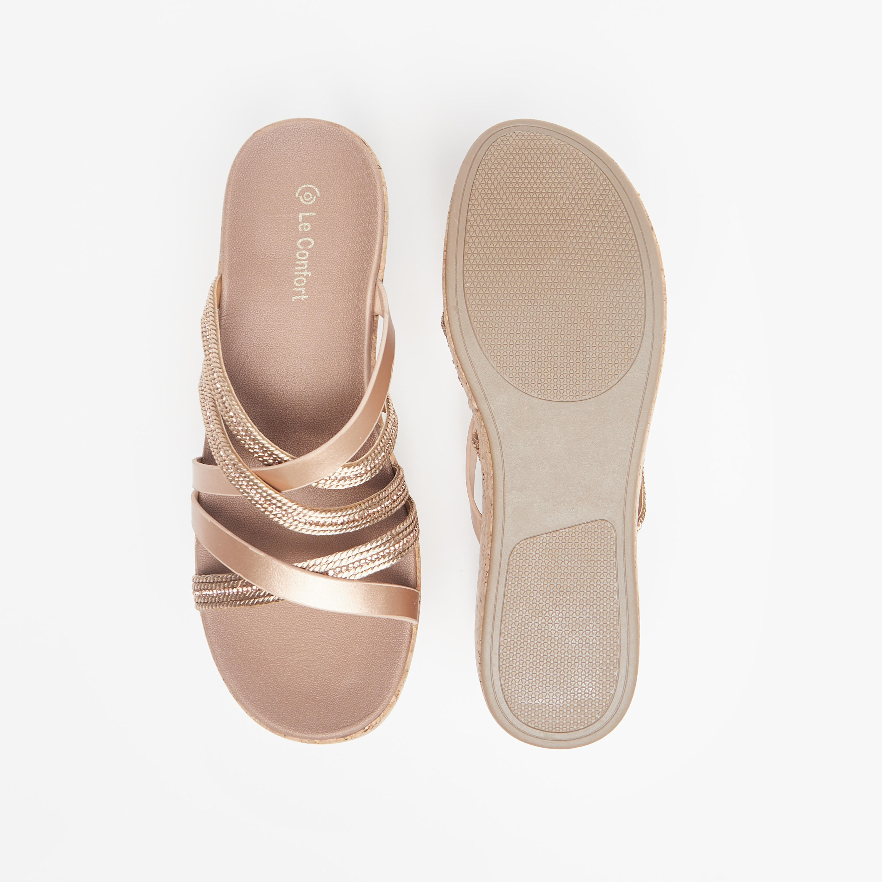 Le Confort Embellished Strappy Slip-On Sandals with Wedge Heels-women-shoes-heels-image-4