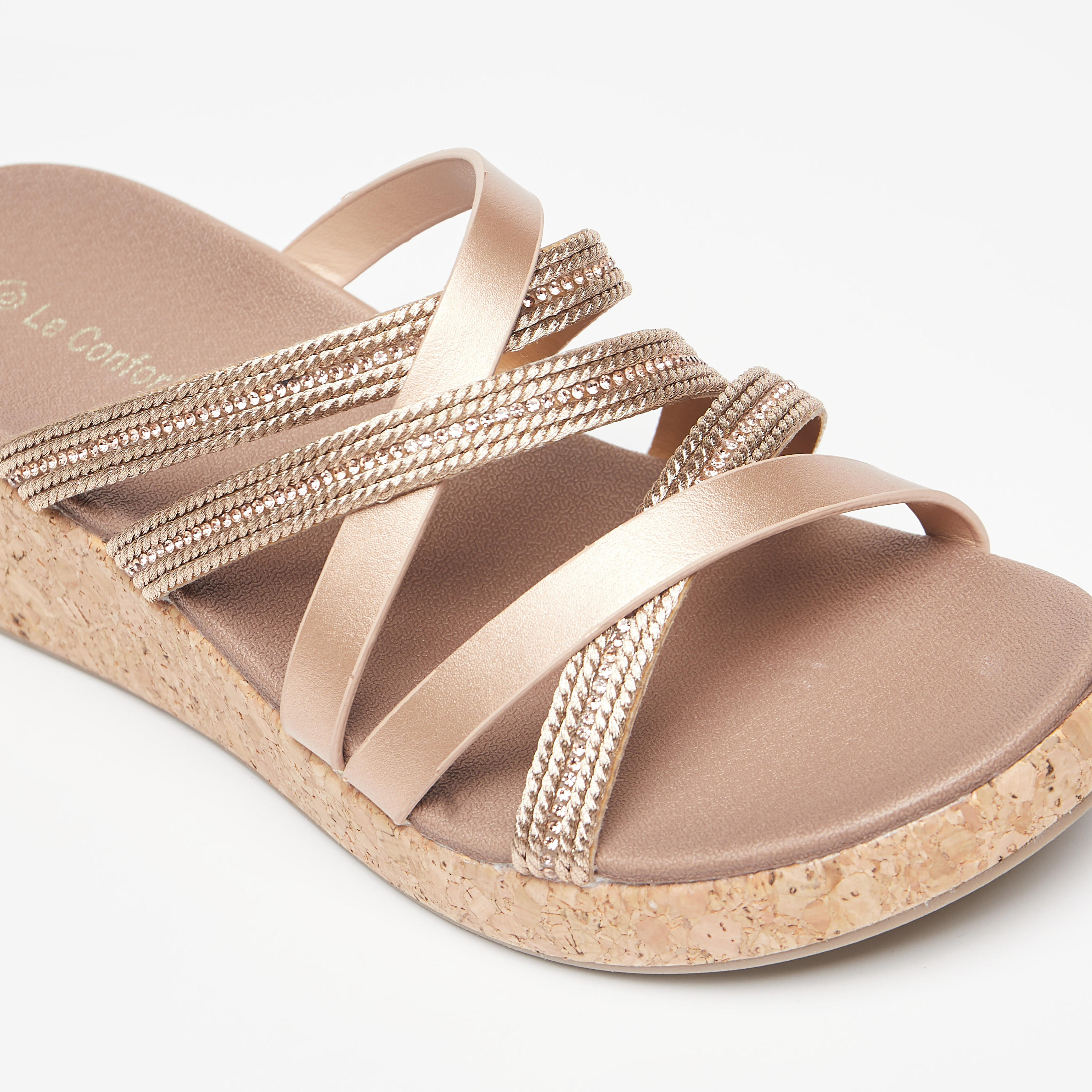 Le Confort Embellished Strappy Slip-On Sandals with Wedge Heels-women-shoes-heels-image-5