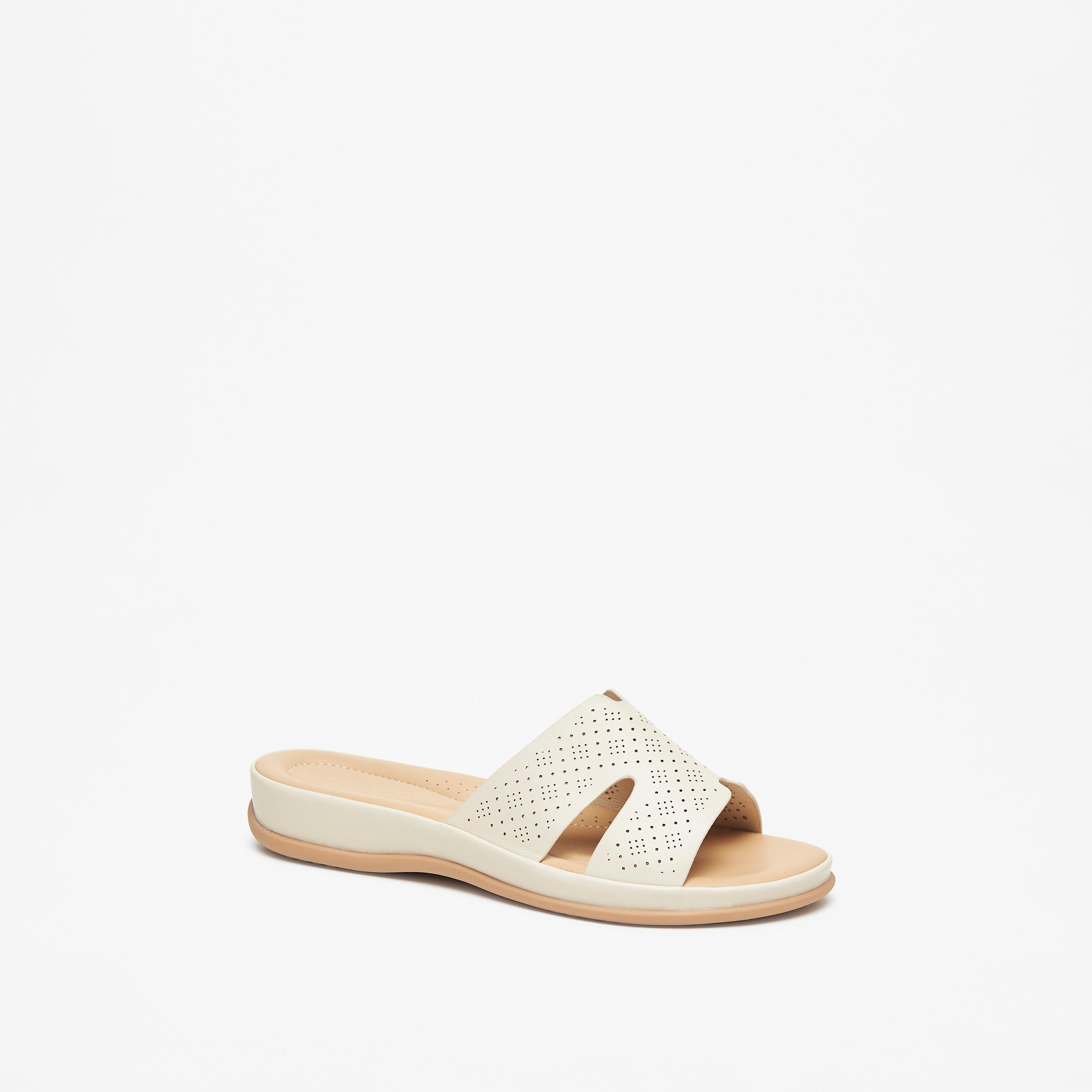 Le Confort Laser Cut Detail Slip-On Comfort Sandals-women-shoes-flats-sandals-image-1