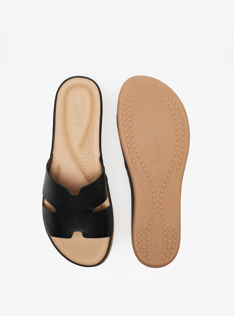 Le Confort Laser Cut Detail Slip-On Comfort Sandals-women-shoes-flats-sandals-image-5