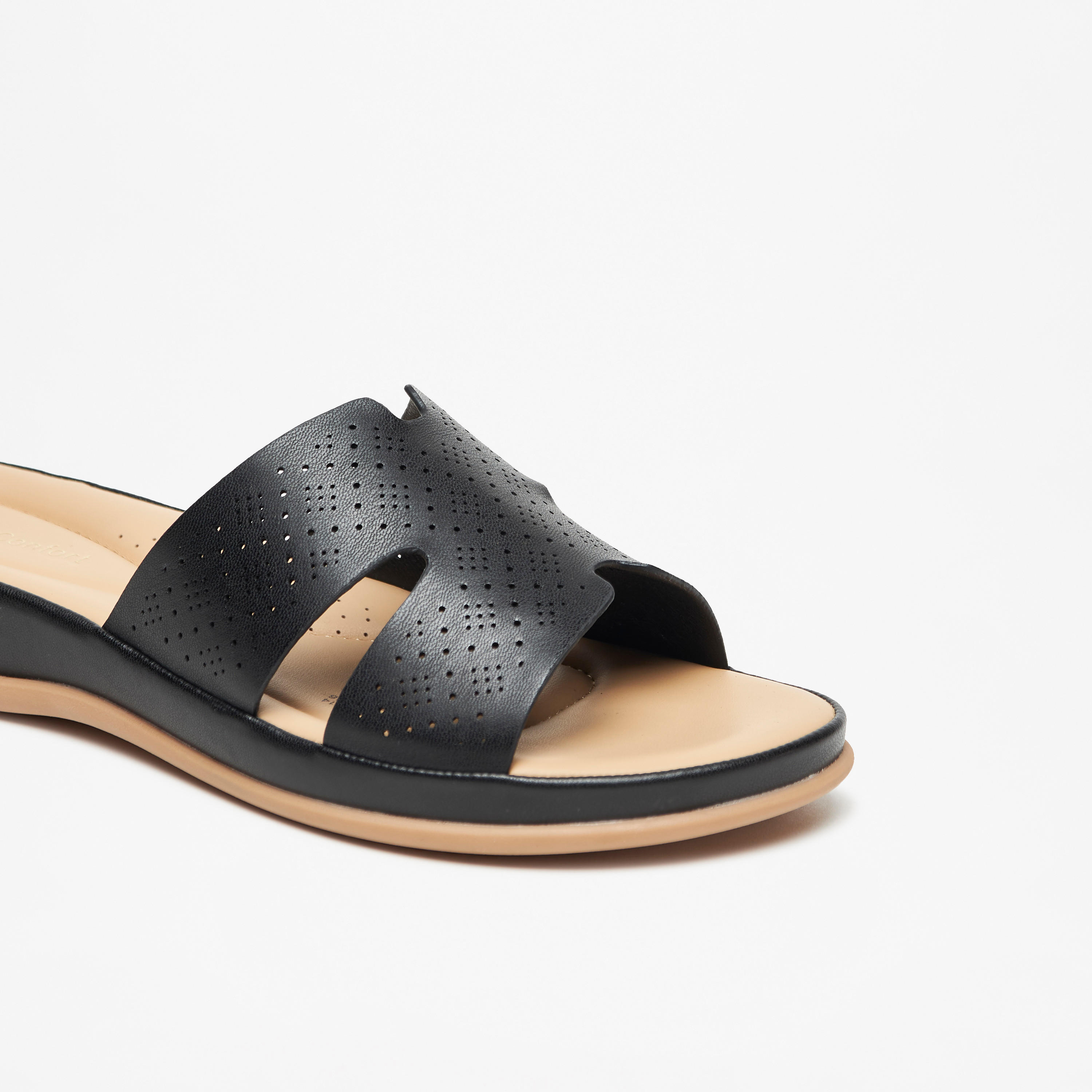 Le Confort Laser Cut Detail Slip-On Comfort Sandals-women-shoes-flats-sandals-image-4