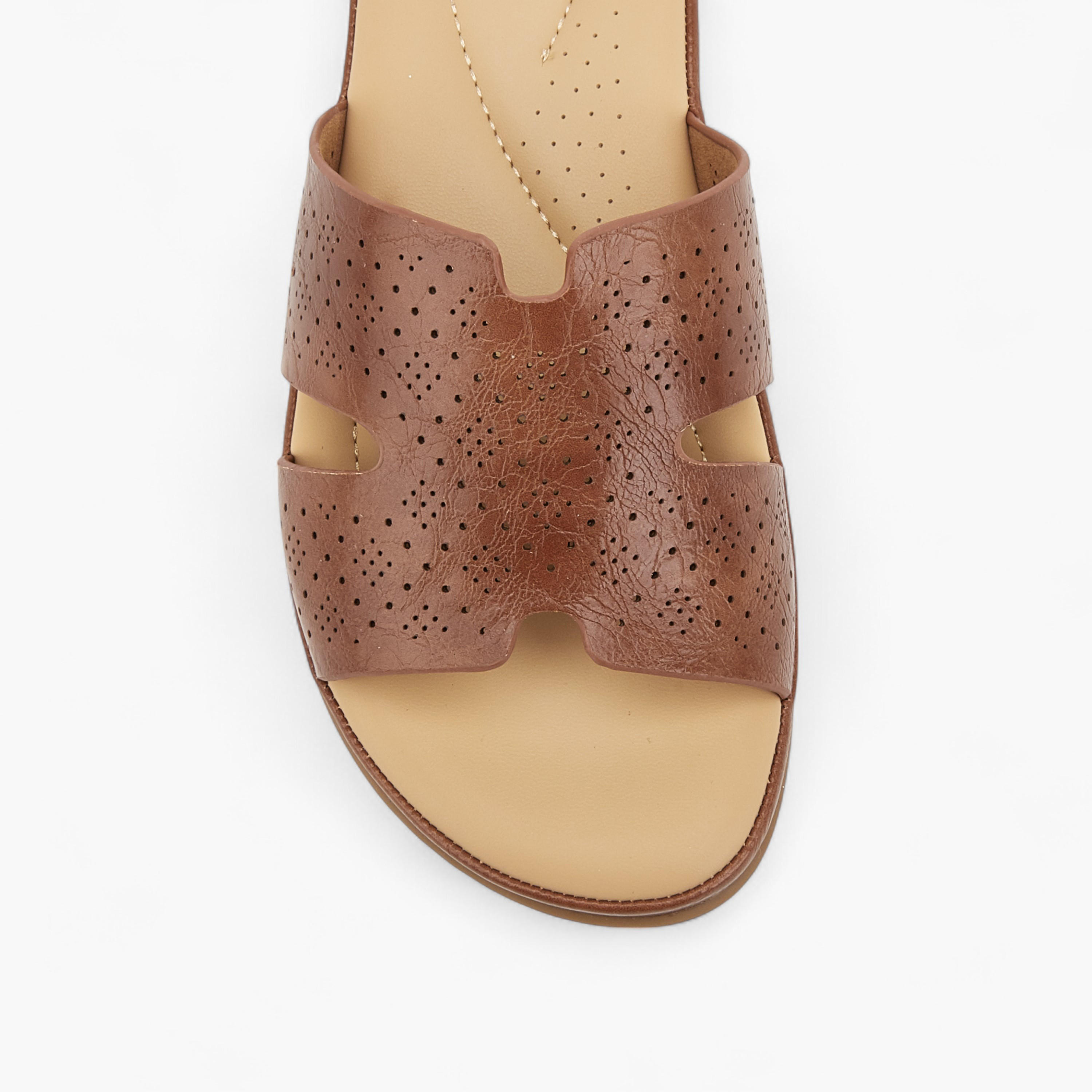 Le Confort Laser Cut Detail Slip-On Comfort Sandals-women-shoes-flats-sandals-image-5
