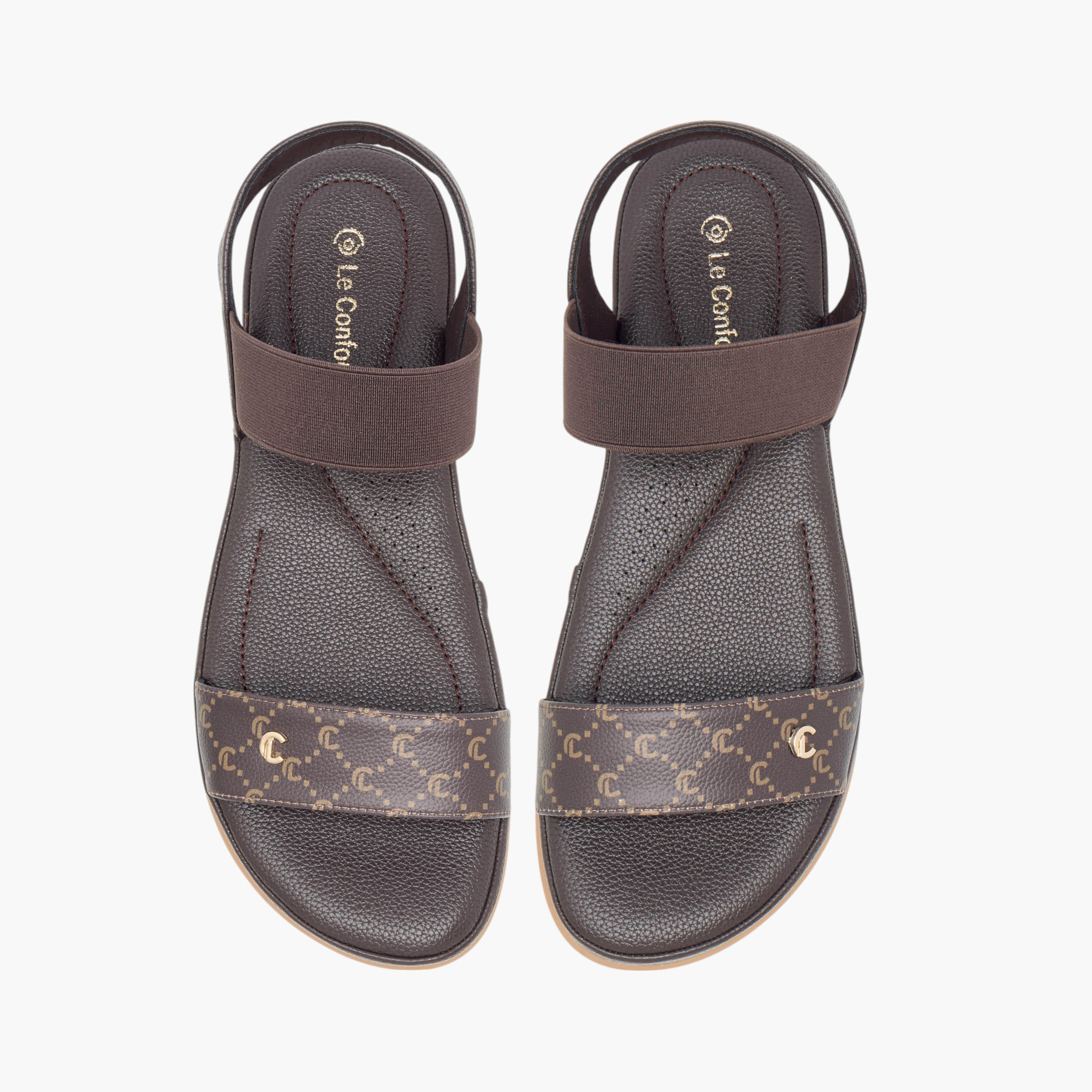 صندل مريح بطبعات مونوجرام من لو كونفورت-women-shoes-flats-sandals-image-1