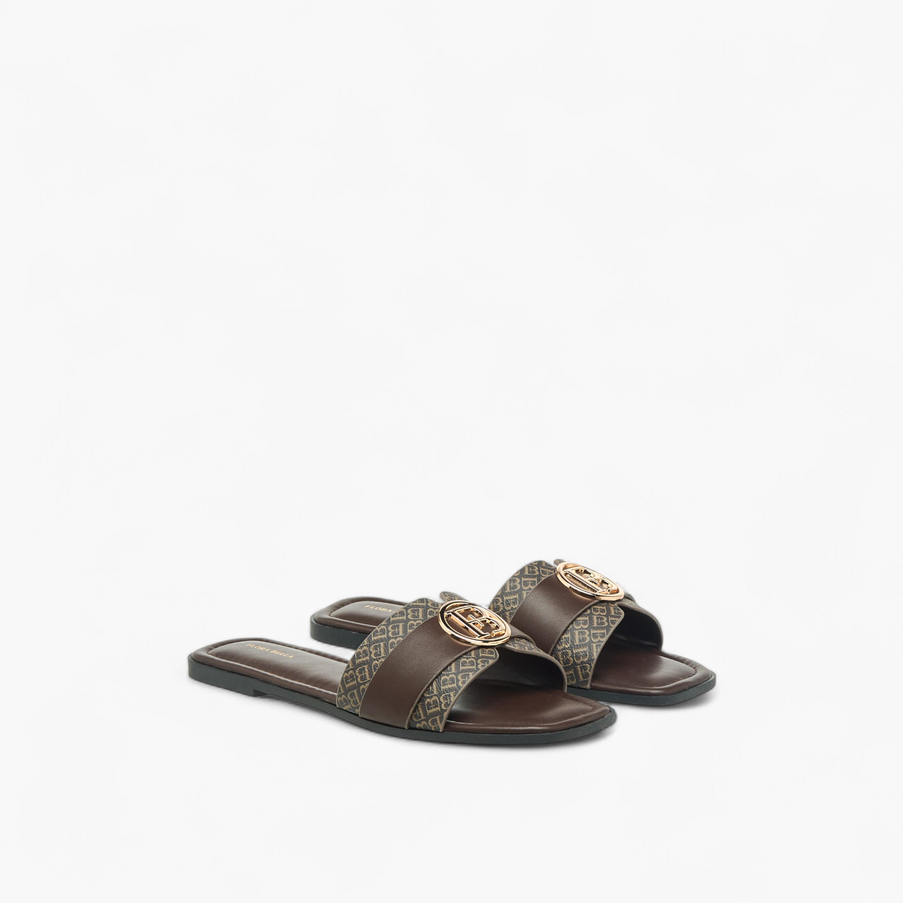 Flora Bella Women Monogram Print Slides-women-shoes-flats-sandals-image-1