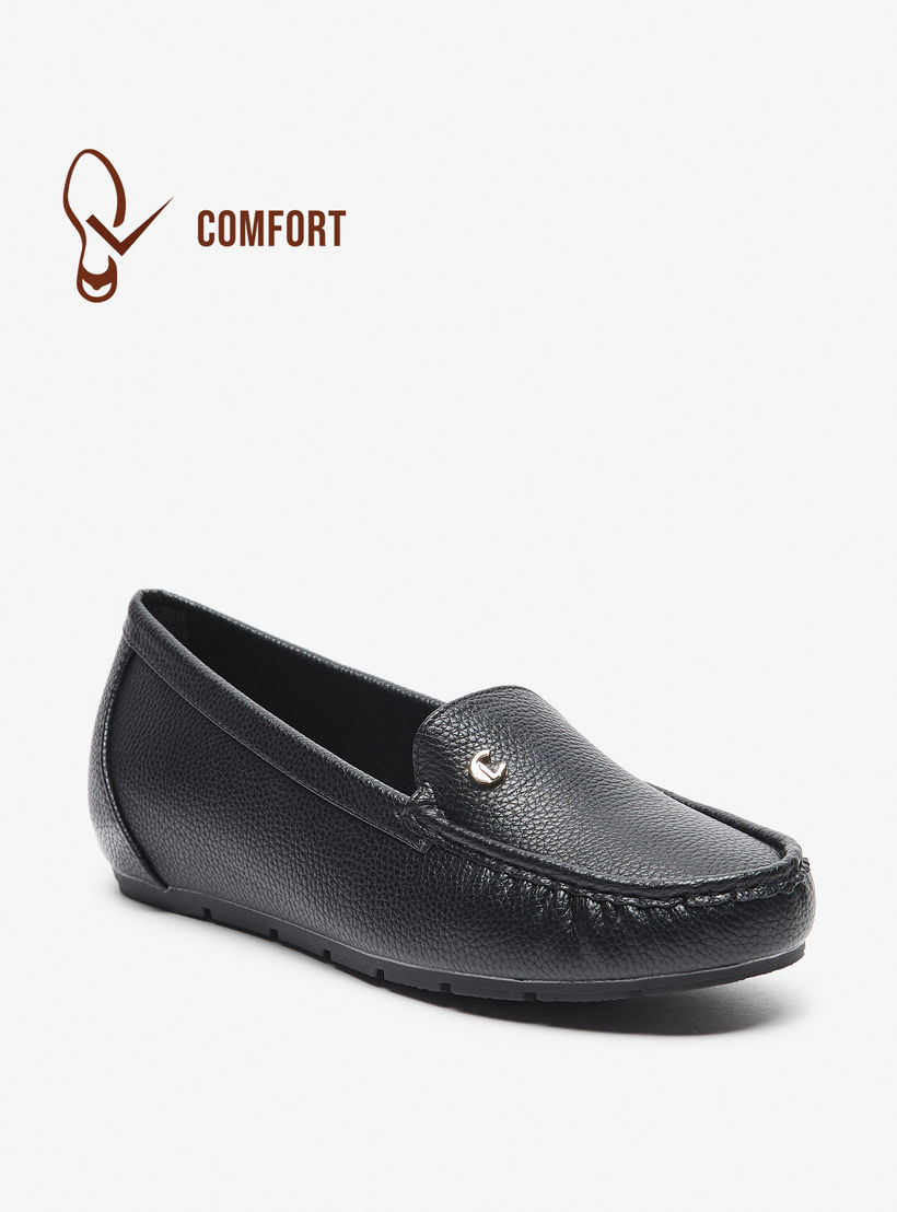 Le Confort Textured Slip-On Loafers-women-shoes-flats-loafers-image-1