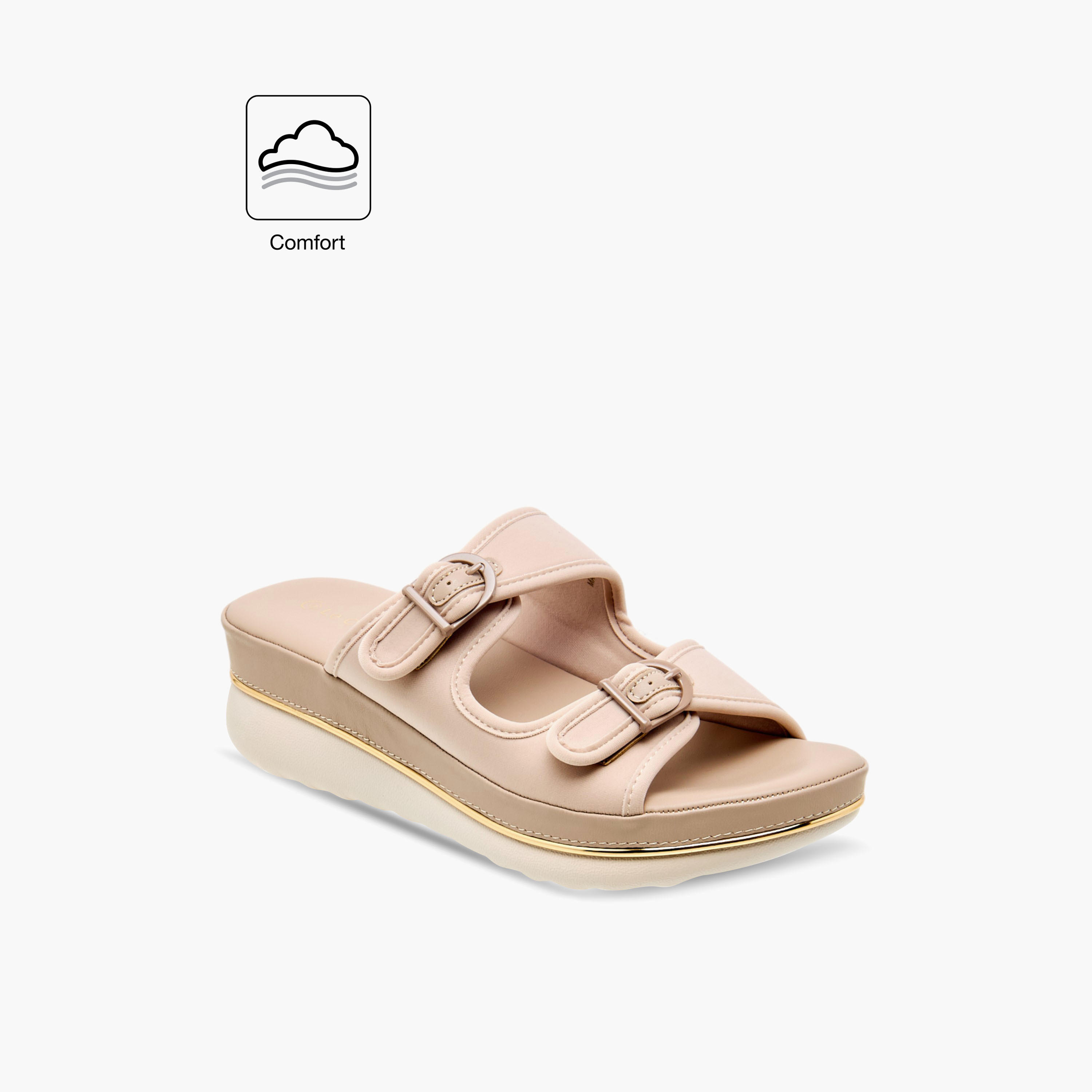 Le Confort Buckle Strap Slip-On Platform Comfort Sandals-women-shoes-flats-sandals-image-2