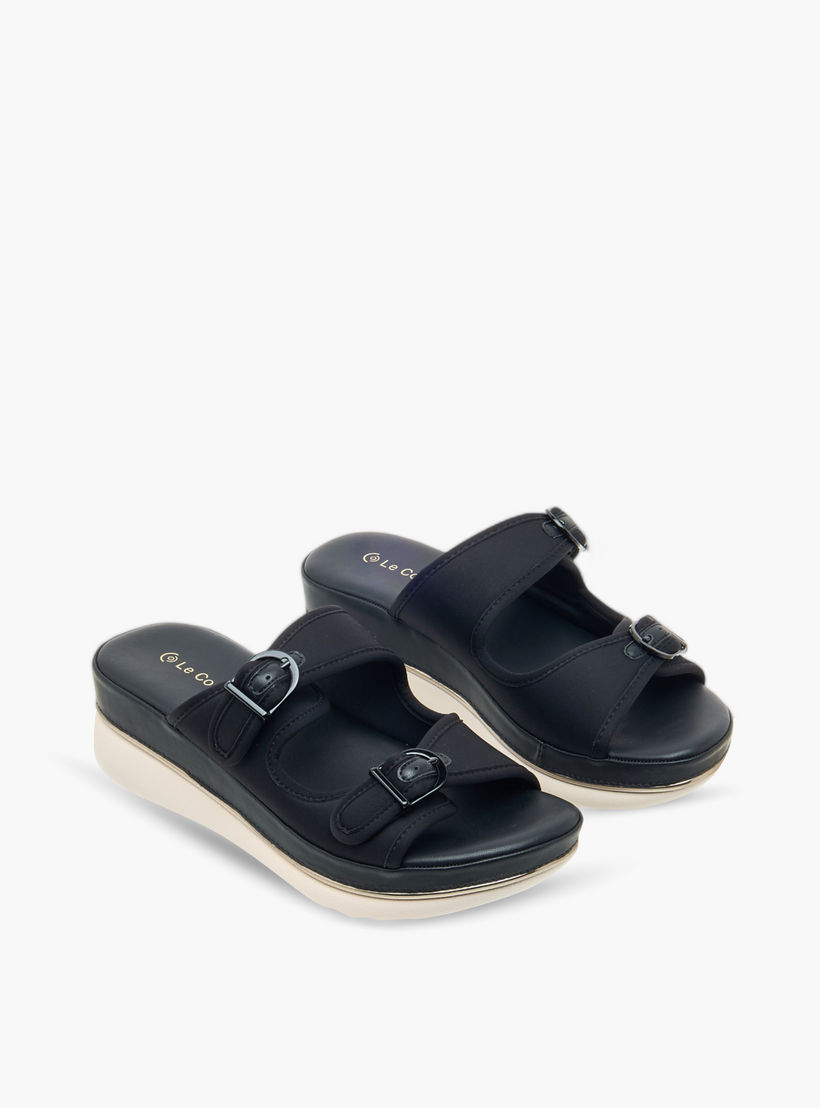 Le Confort Buckle Strap Slip-On Platform Comfort Sandals-women-shoes-flats-sandals-image-1