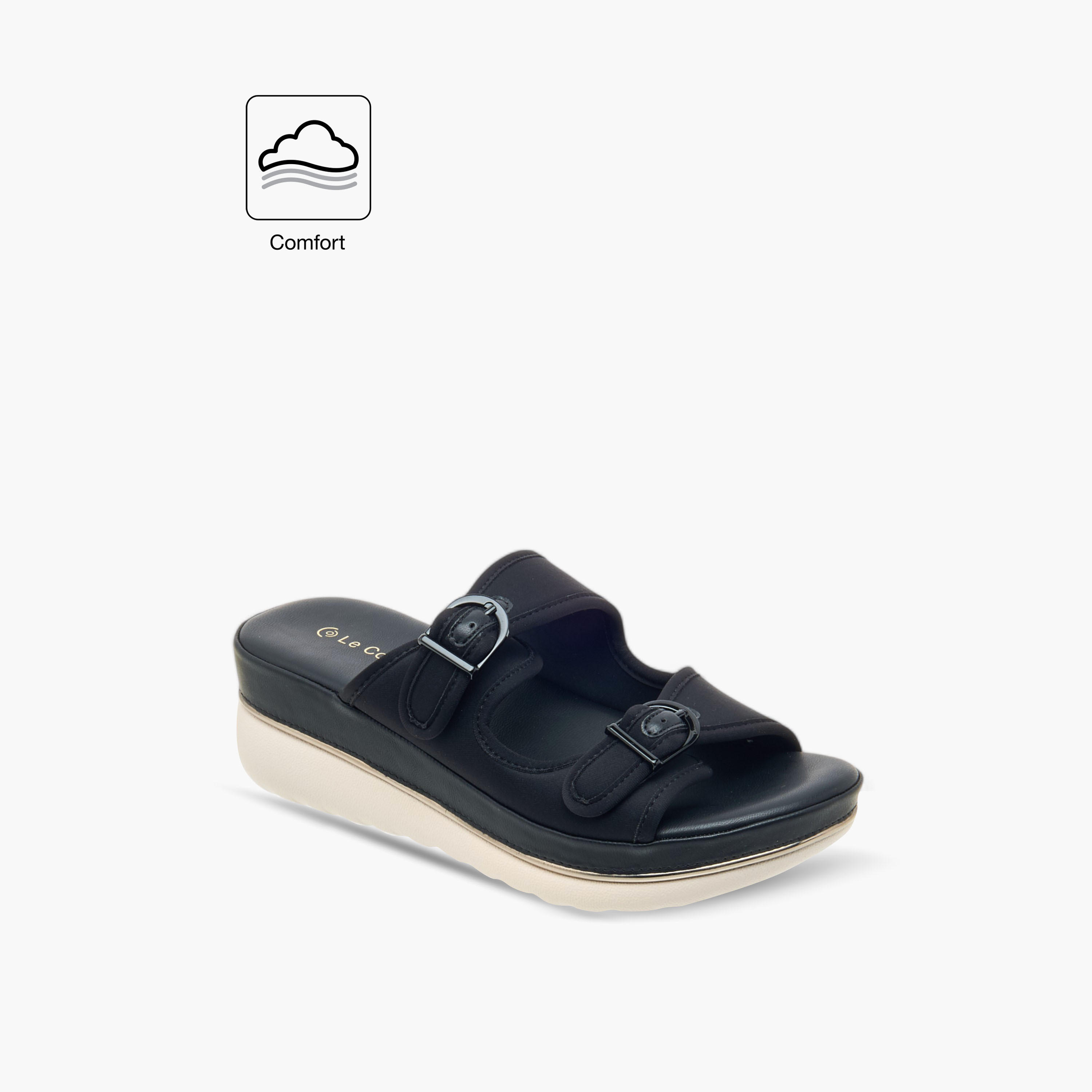 صندل بلاتفورم مريح سهل الارتداء بحزام بإبزيم من لو كونفورت-women-shoes-flats-sandals-image-2