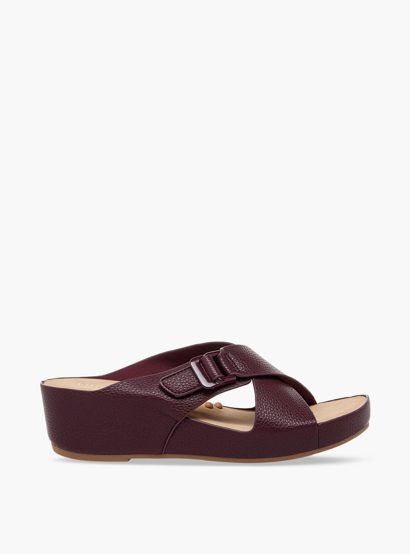 Le Confort Women Textured Cross Strap Wedge Sandals-women-shoes-sandals-heeled-image-3