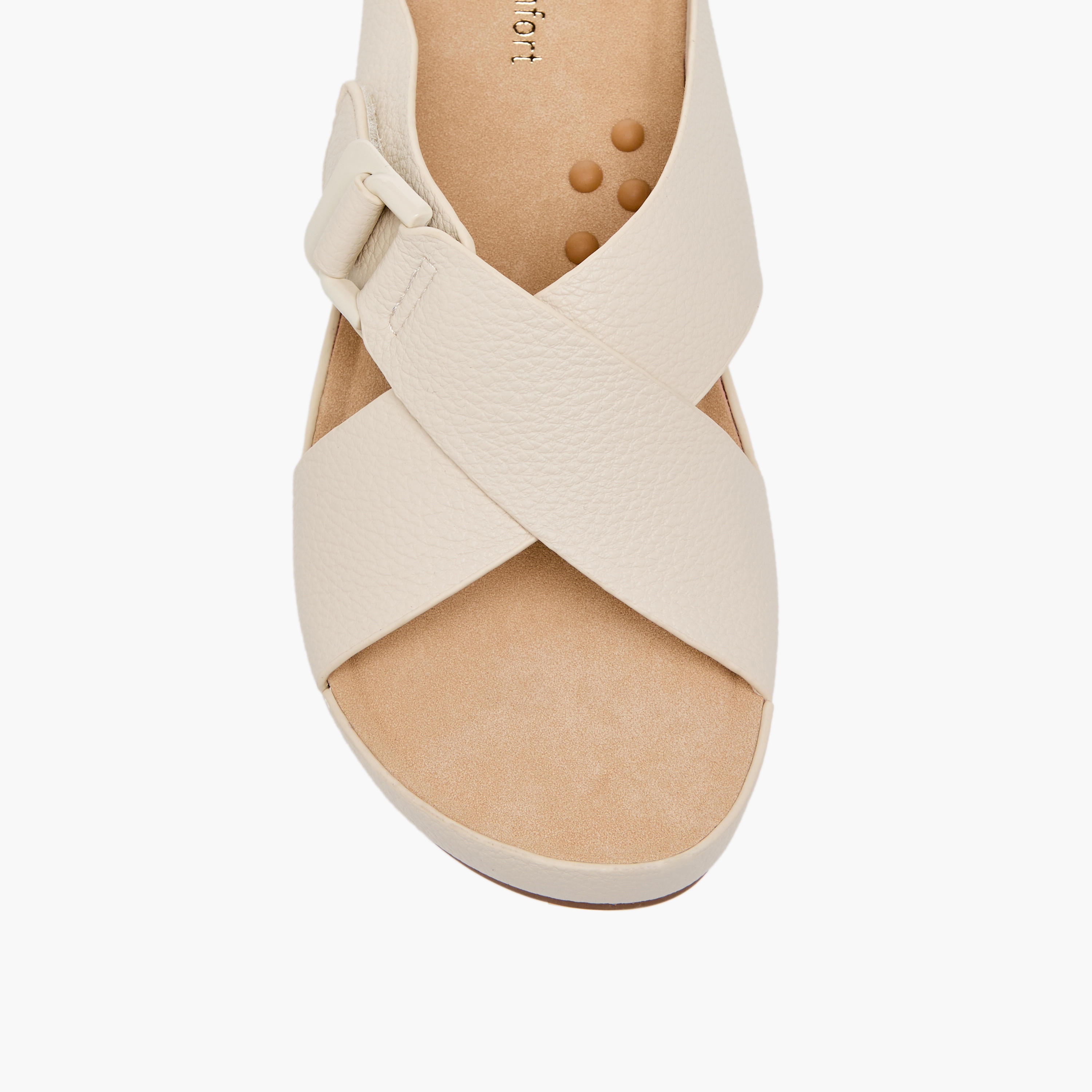 صندل بارز الملمس بكعب ويدج وأحزمة متقاطعة للنساء من لو كونفورت-women-shoes-sandals-heeled-image-7