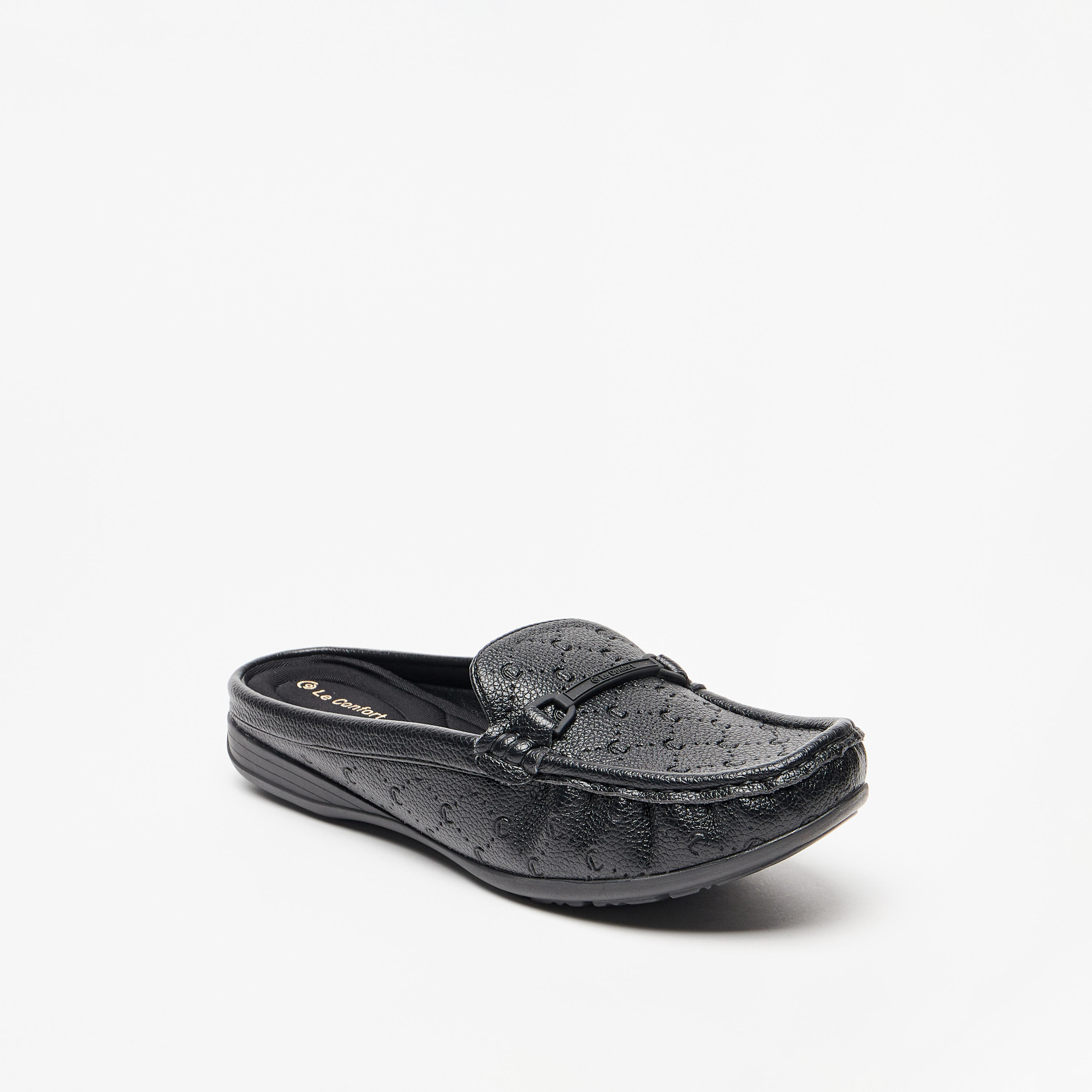 Le Confort Monogram Embossed Slip-On Mules-women-shoes-flats-mules-image-1